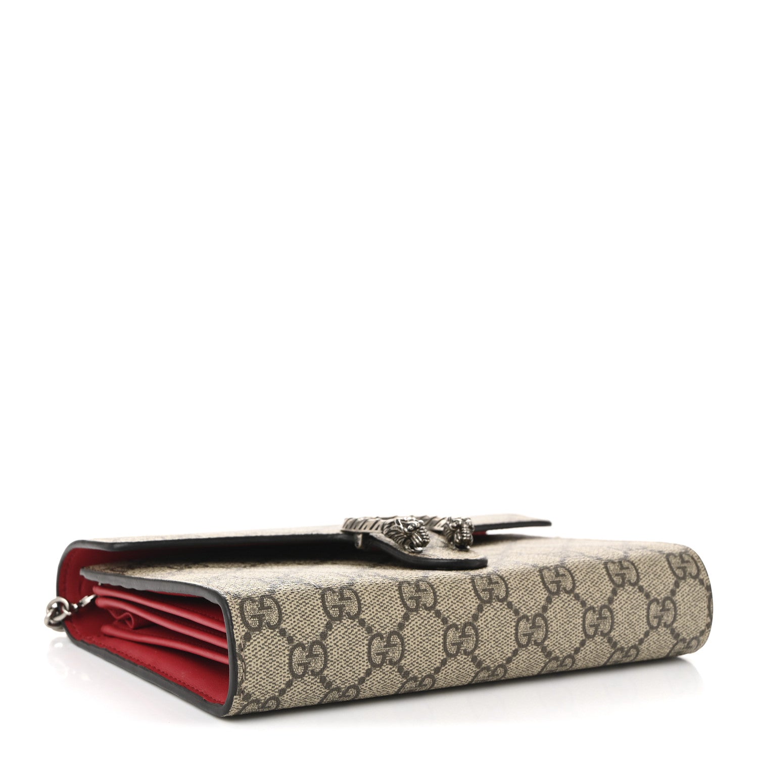 GG Supreme Monogram Mini Dionysus Chain Wallet Beige Vulcanic Red