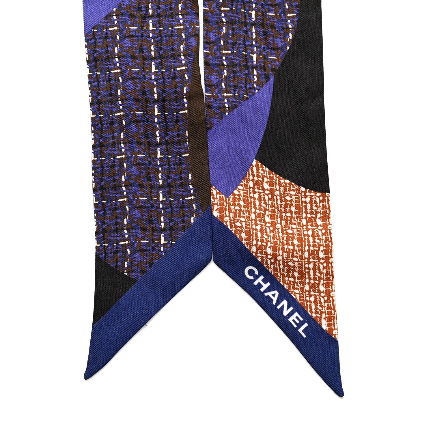 Silk Twill Slim Bandeau Scarf Blue Multicolor