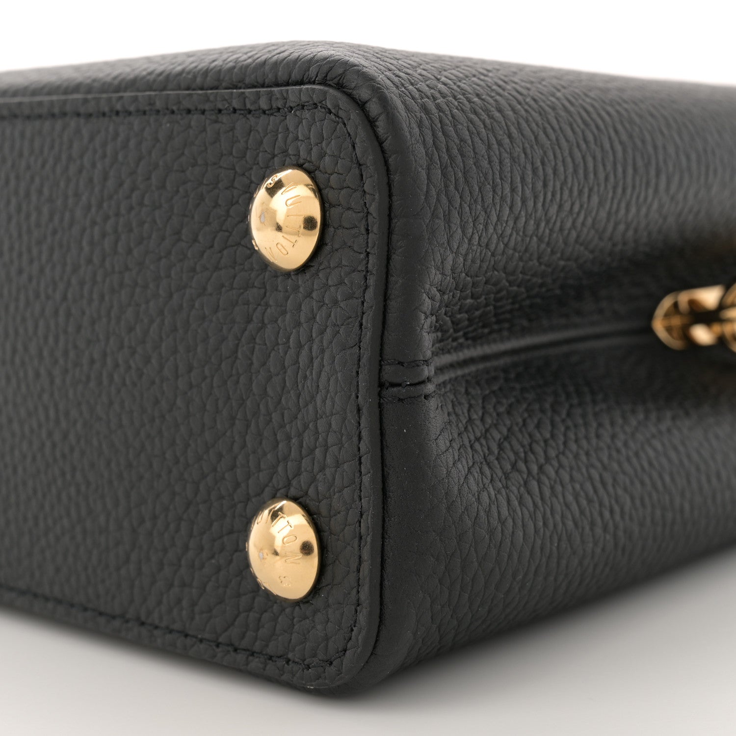Taurillon Enamel Flower Padlock Chain Capucines BB Black