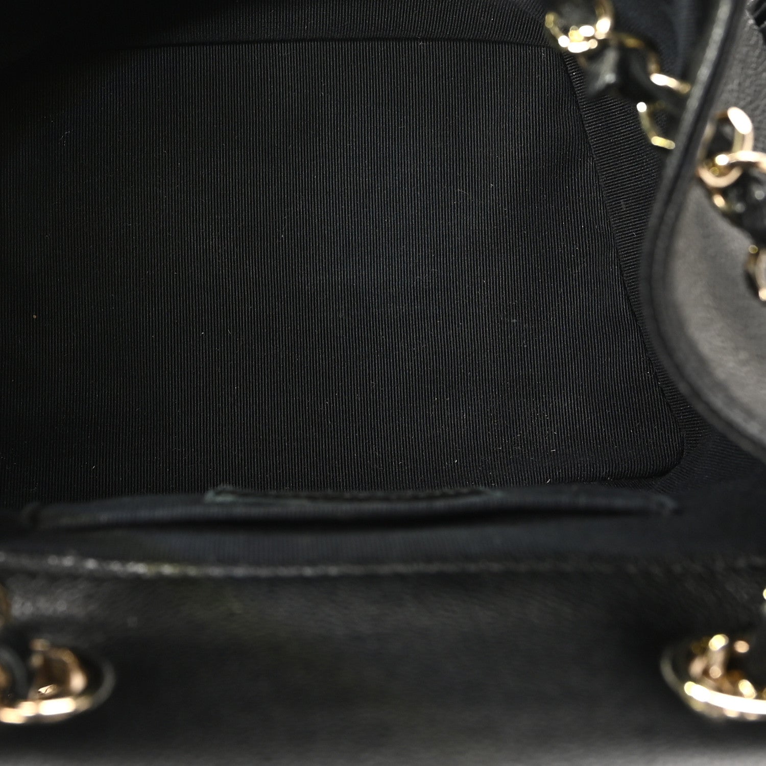 Shiny Caviar Quilted Small Pockets Drawstring Backpack Black