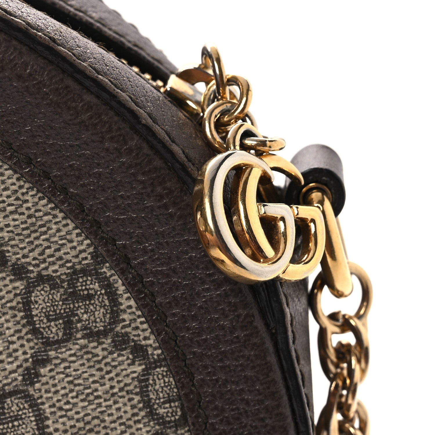 GG Supreme Monogram Web Mini Ophidia Round Shoulder Bag Brown