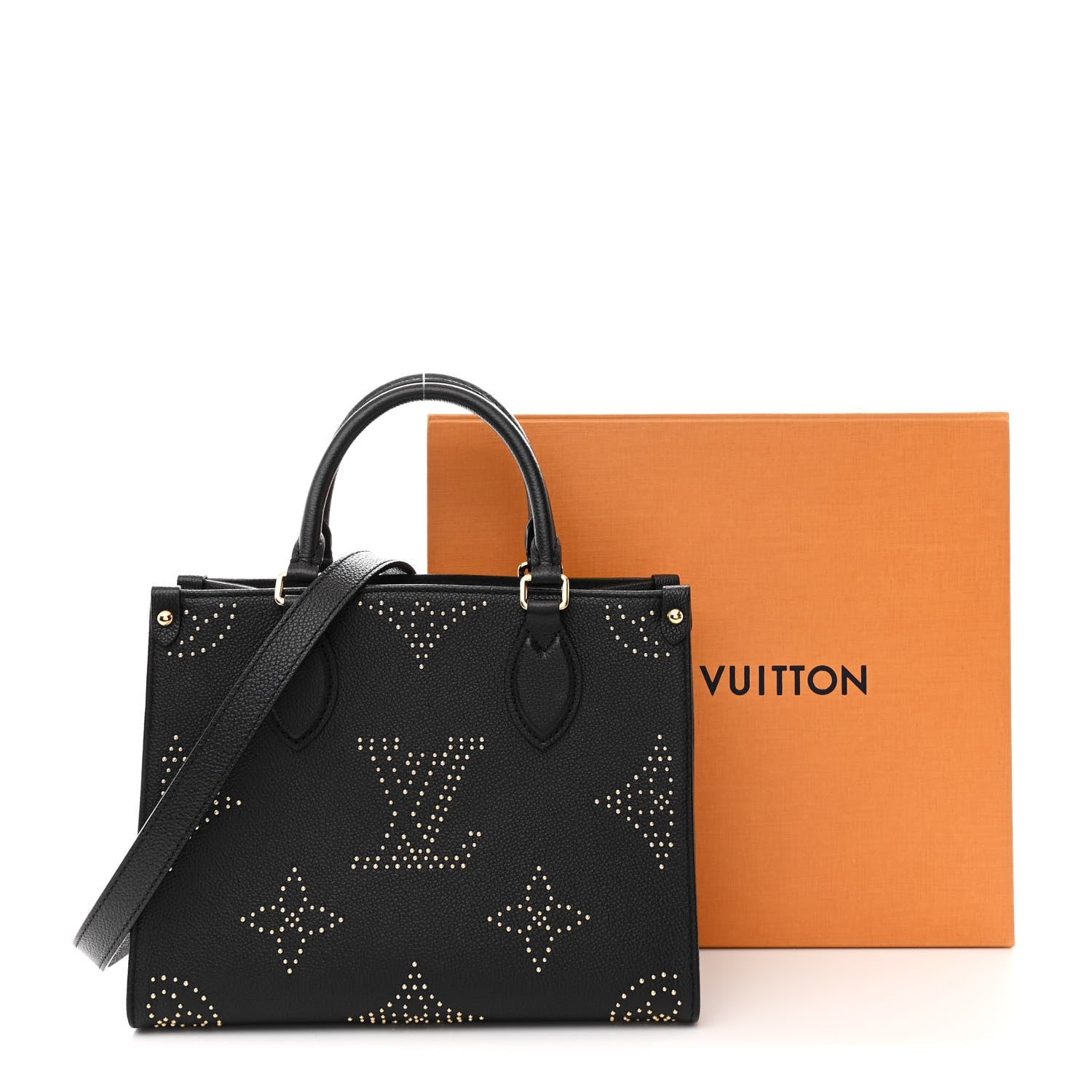 Grained Calfskin Studded Monogram Giant Onthego PM Black