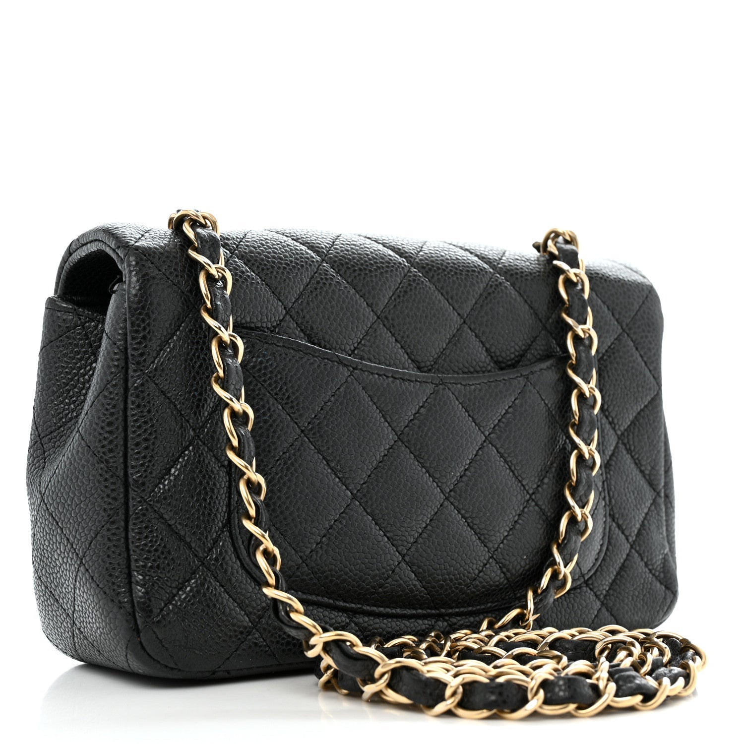 Metallic Caviar Quilted Mini Rectangular Flap Black
