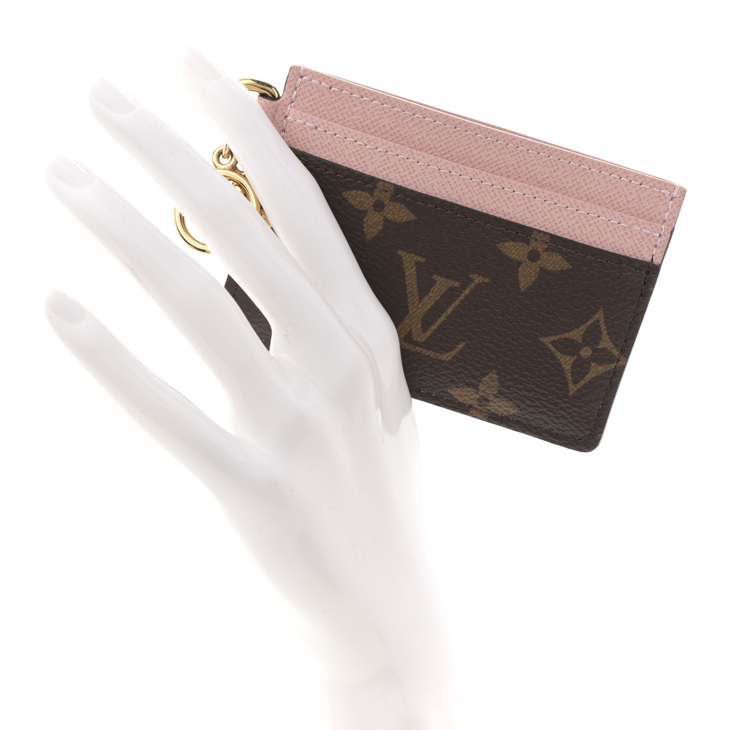 Monogram LV Charms Card Holder Rose Ballerine