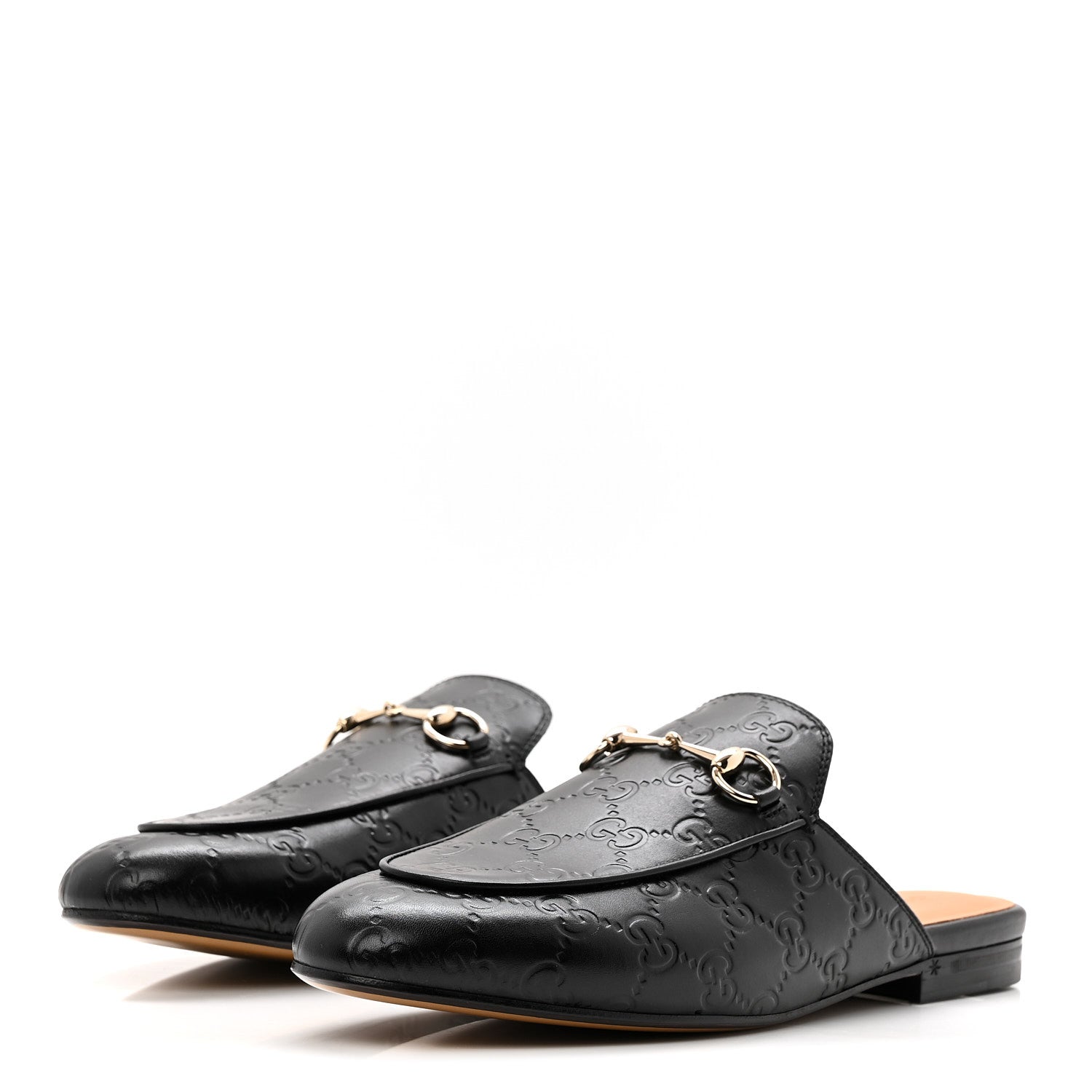 Glamour Calfskin Guccissima Womens Princetown Slippers 38.5 Black