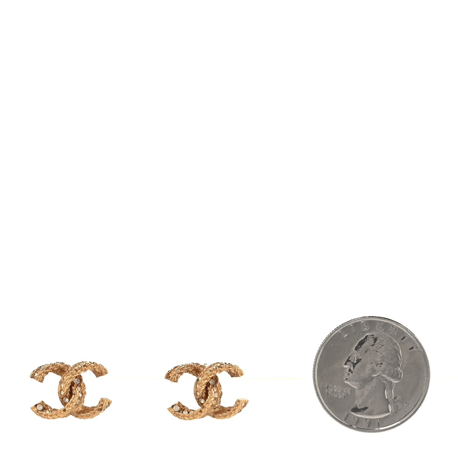 Crystal Twisted CC Earrings Gold