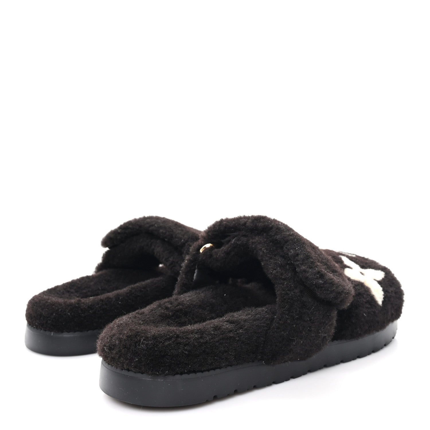 Shearling Monogram Giant LV Sunset Flat Comfort Mule 38 Brown
