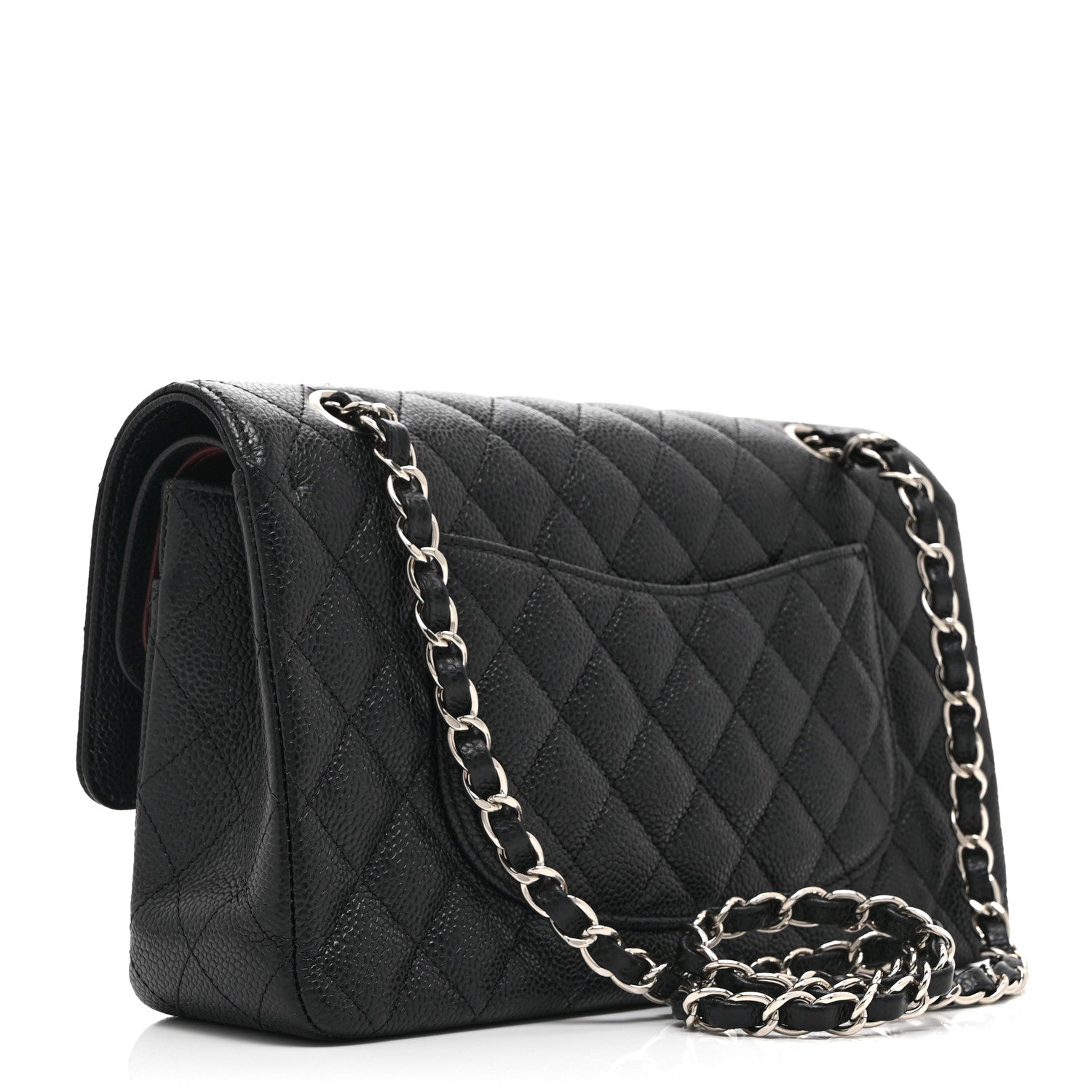 Caviar Quilted Medium Double Flap Black
