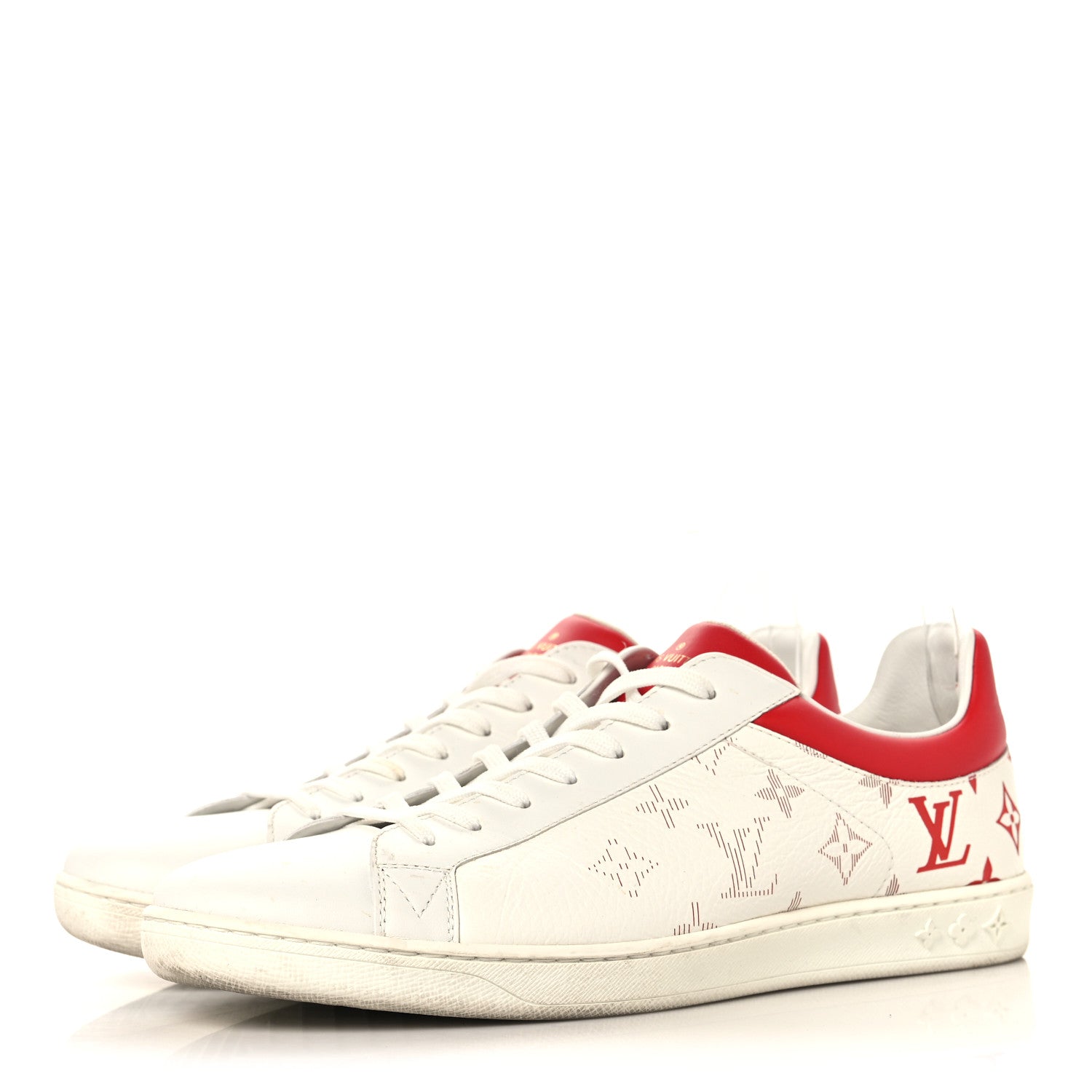 Calfskin Monogram Luxembourg Sneakers 10 Red White