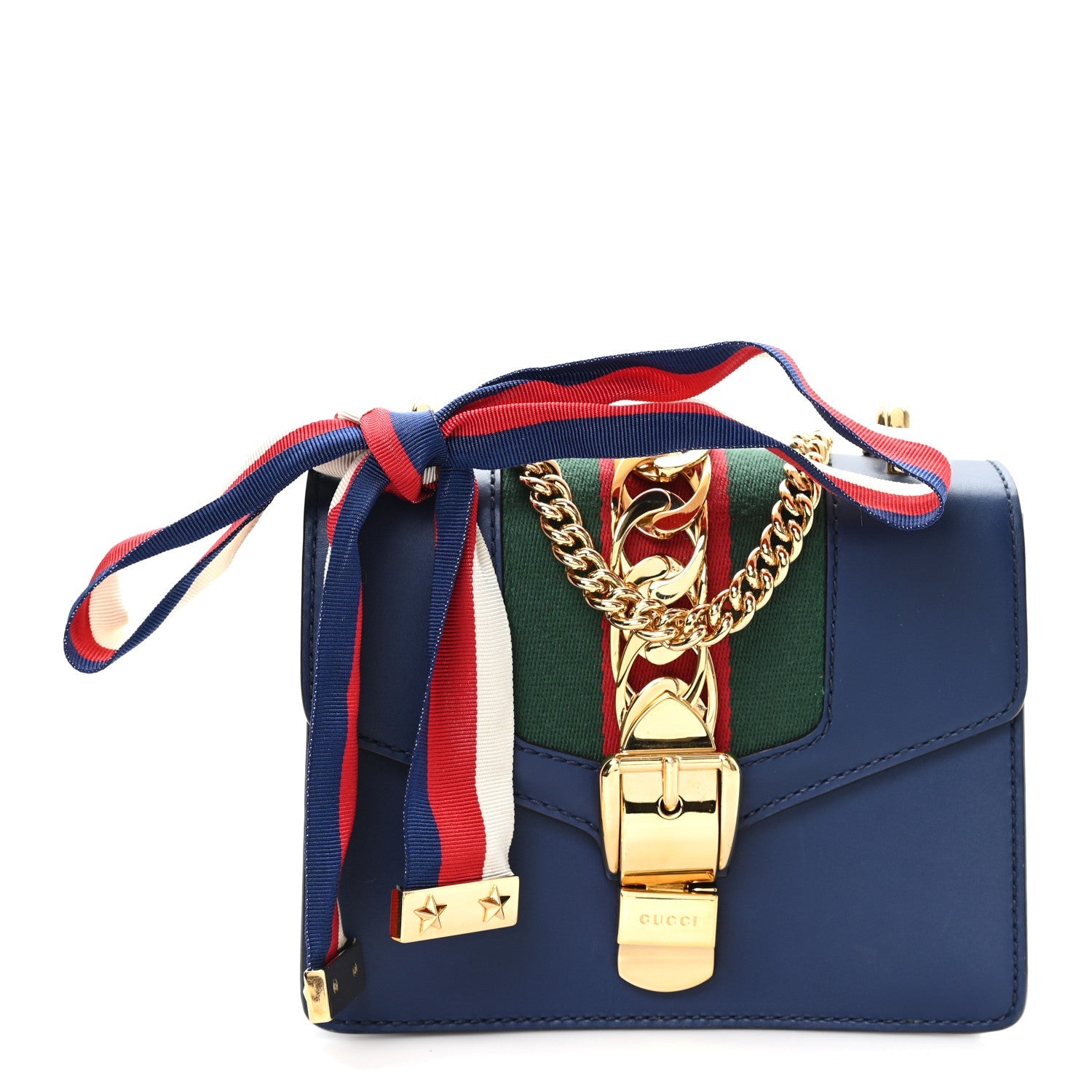 Calfskin Mini Sylvie Chain Shoulder Bag Blue Agata
