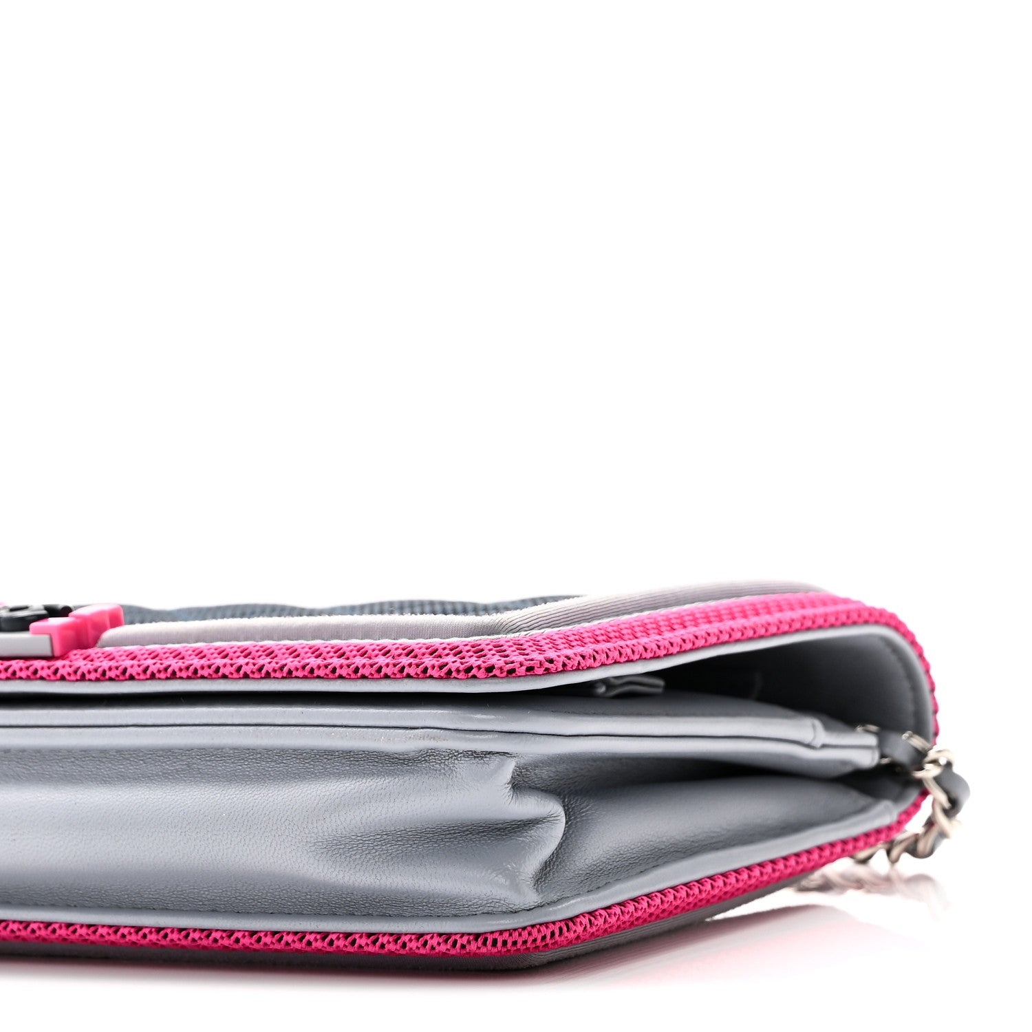 Canvas Quilted Fluo Boy Wallet On Chain WOC Dark Navy Fuchsia Grey