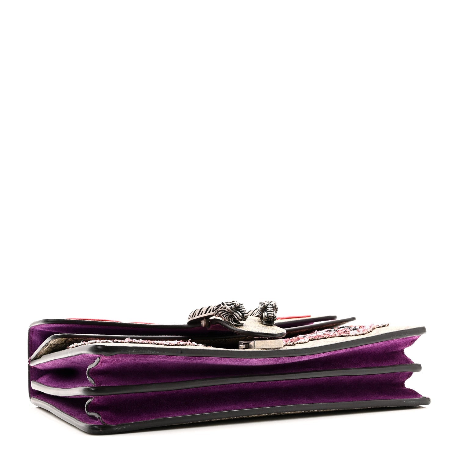 GG Supreme Monogram Embroidered Small Dionysus Shoulder Bag Purple