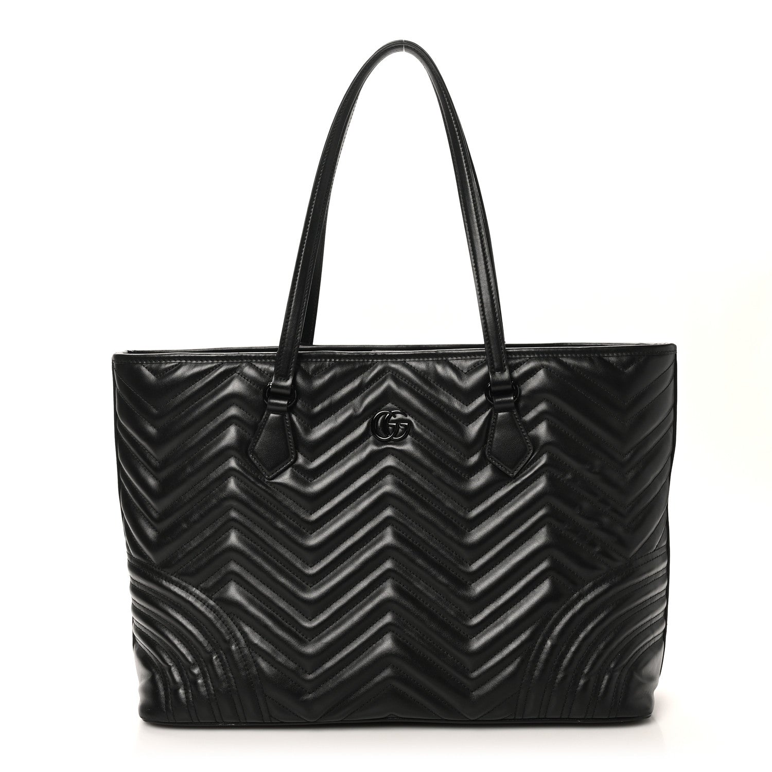 Calfskin Matelasse Monochrome Large GG Marmont Tote Bag Black