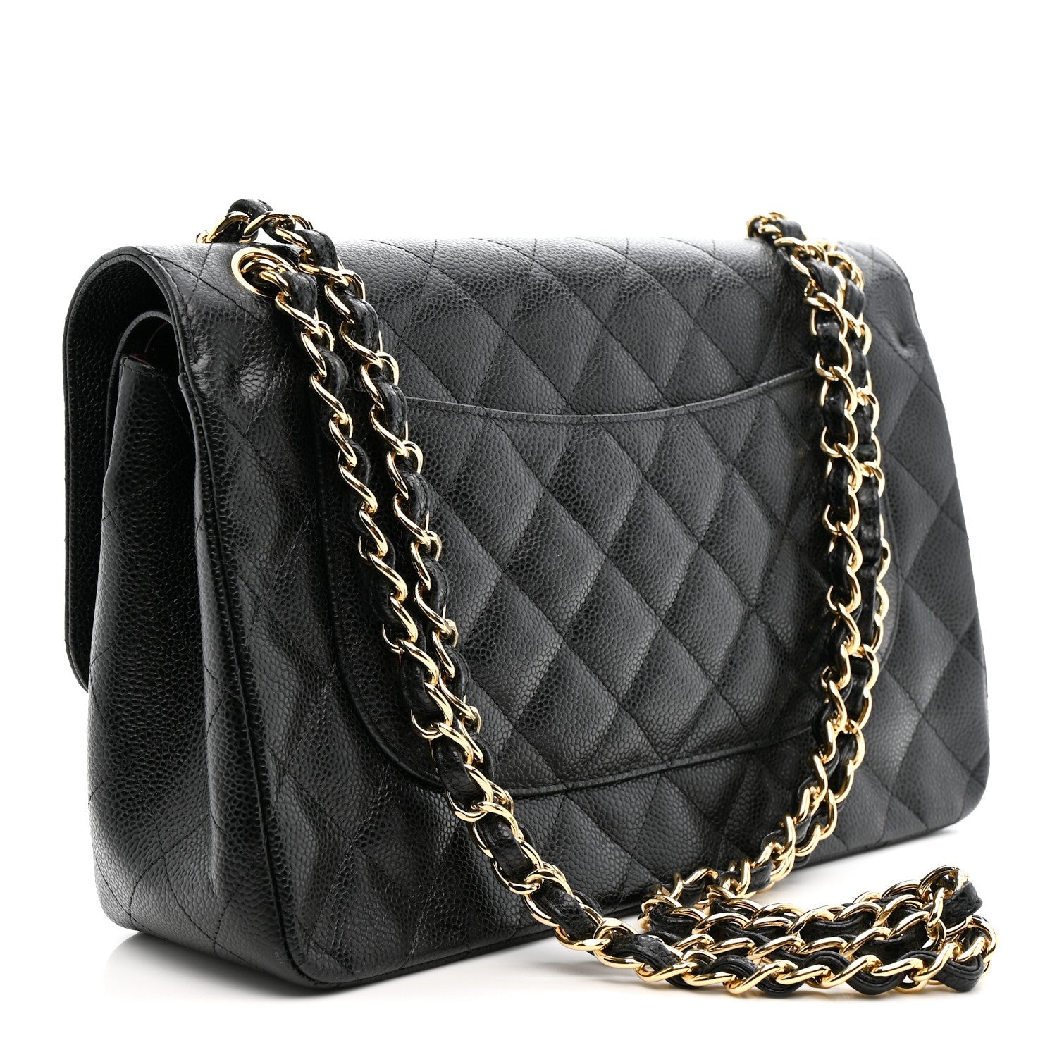 Caviar Quilted Jumbo Double Flap Black