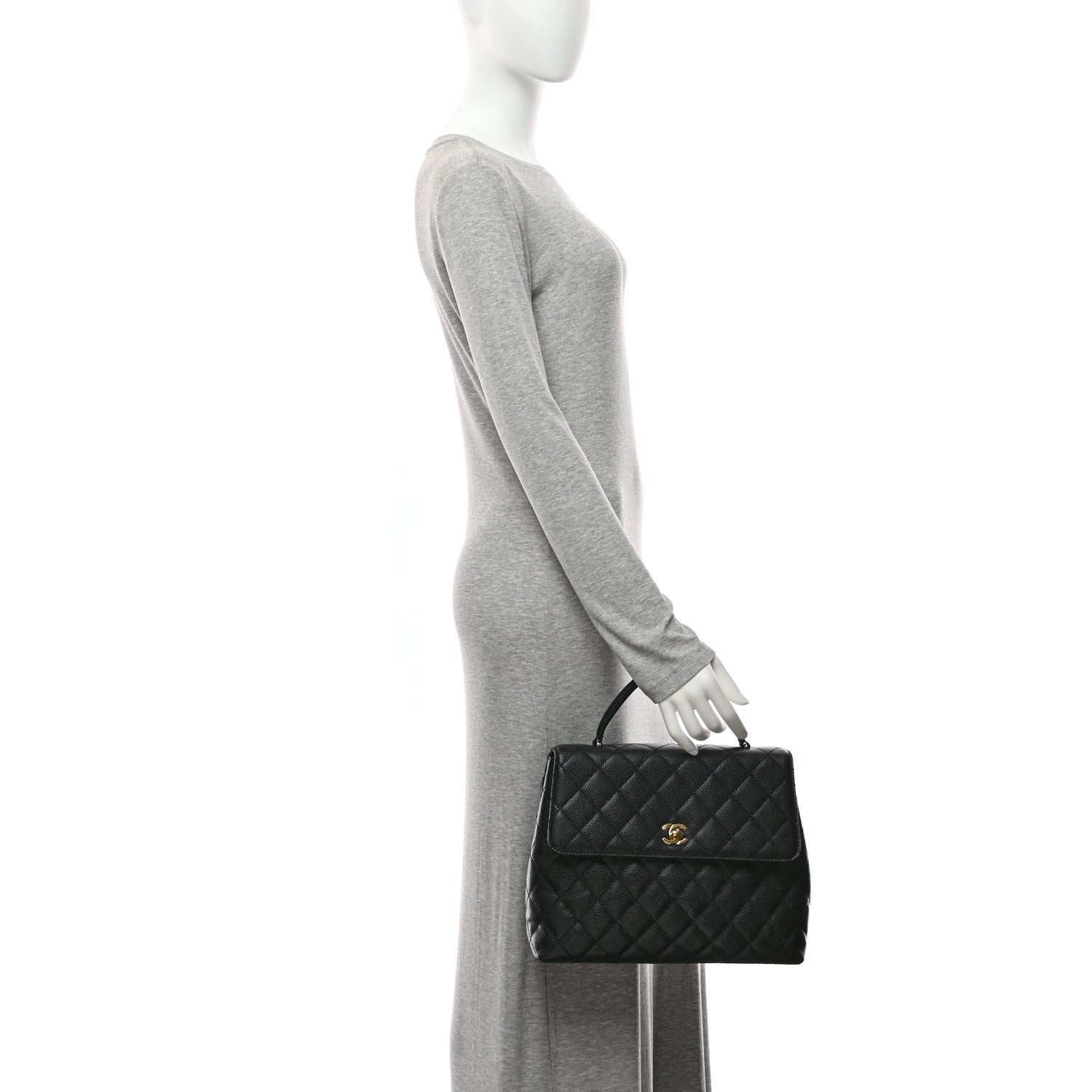 Caviar Quilted Jumbo Kelly Flap Black