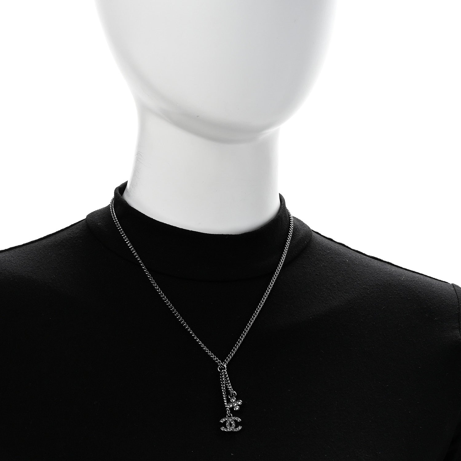 Ruthenium Crystal Flower CC Lariat Necklace