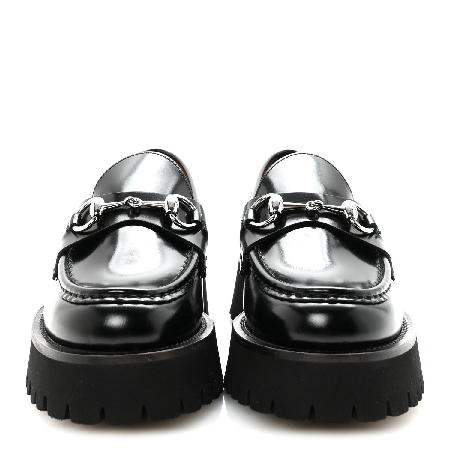 Cordovan Lux Womens Horsebit 45mm Platform Loafers 37 Black