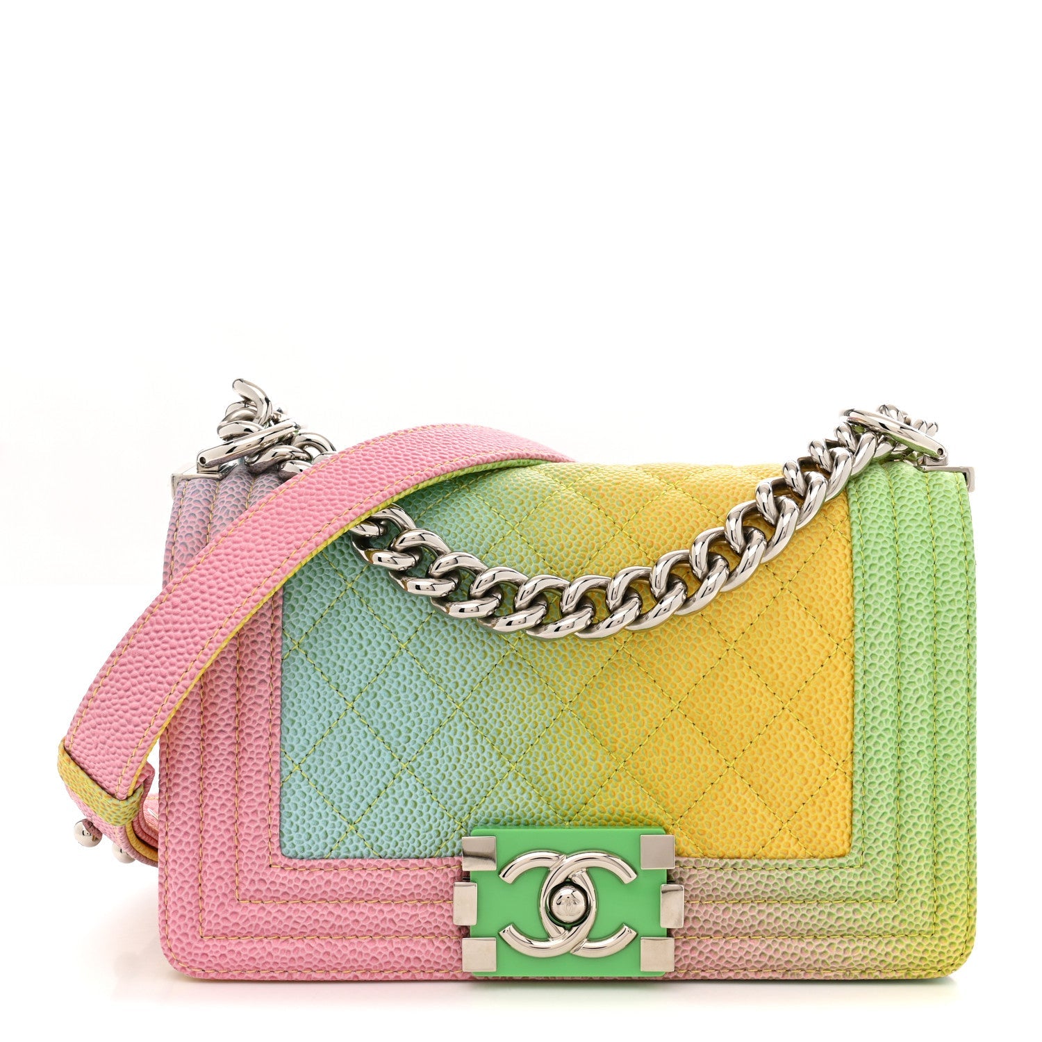 Caviar Quilted Small Cuba Rainbow Boy Flap  Multicolor