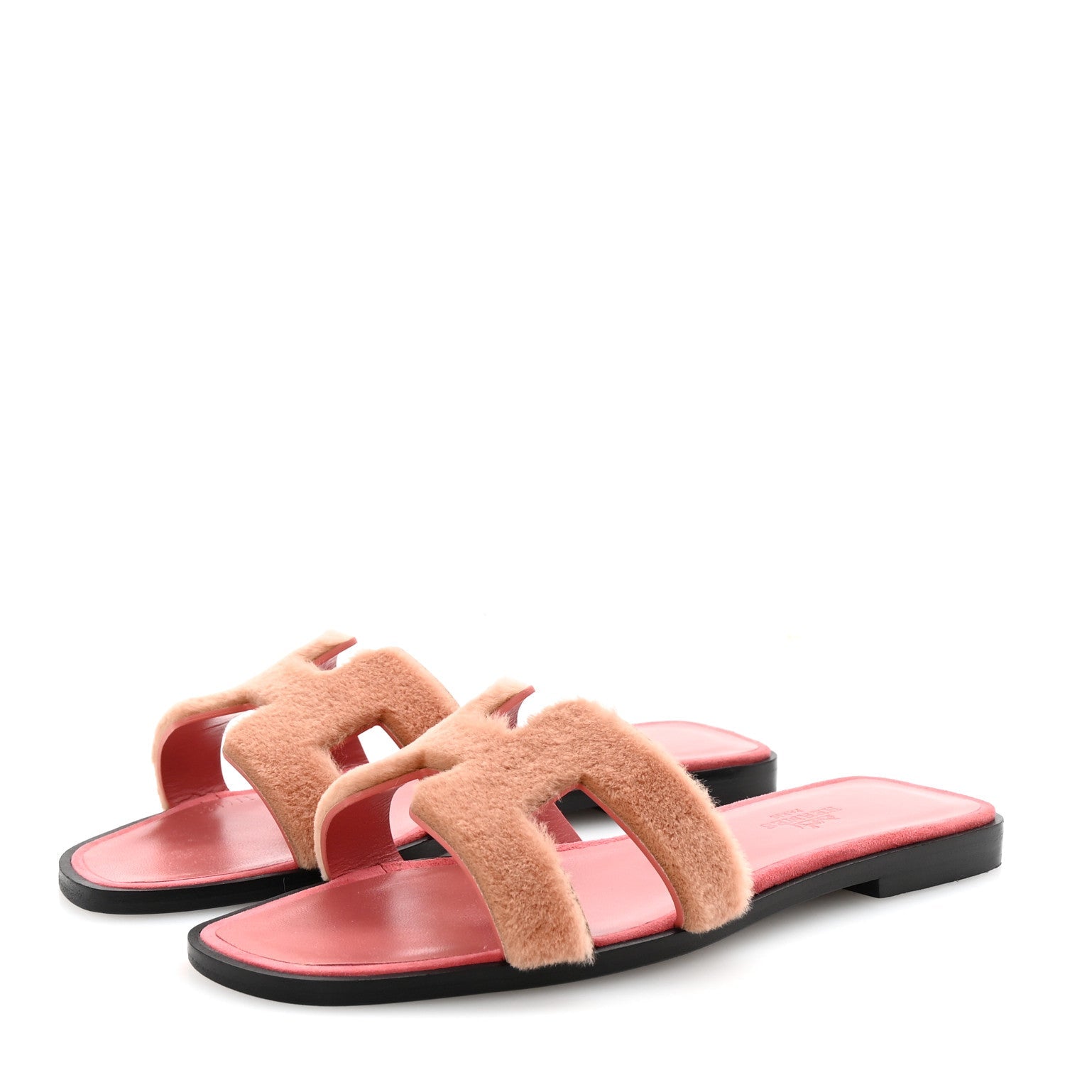 Mink Fur Oran Sandals 36 Blush Gris Fume