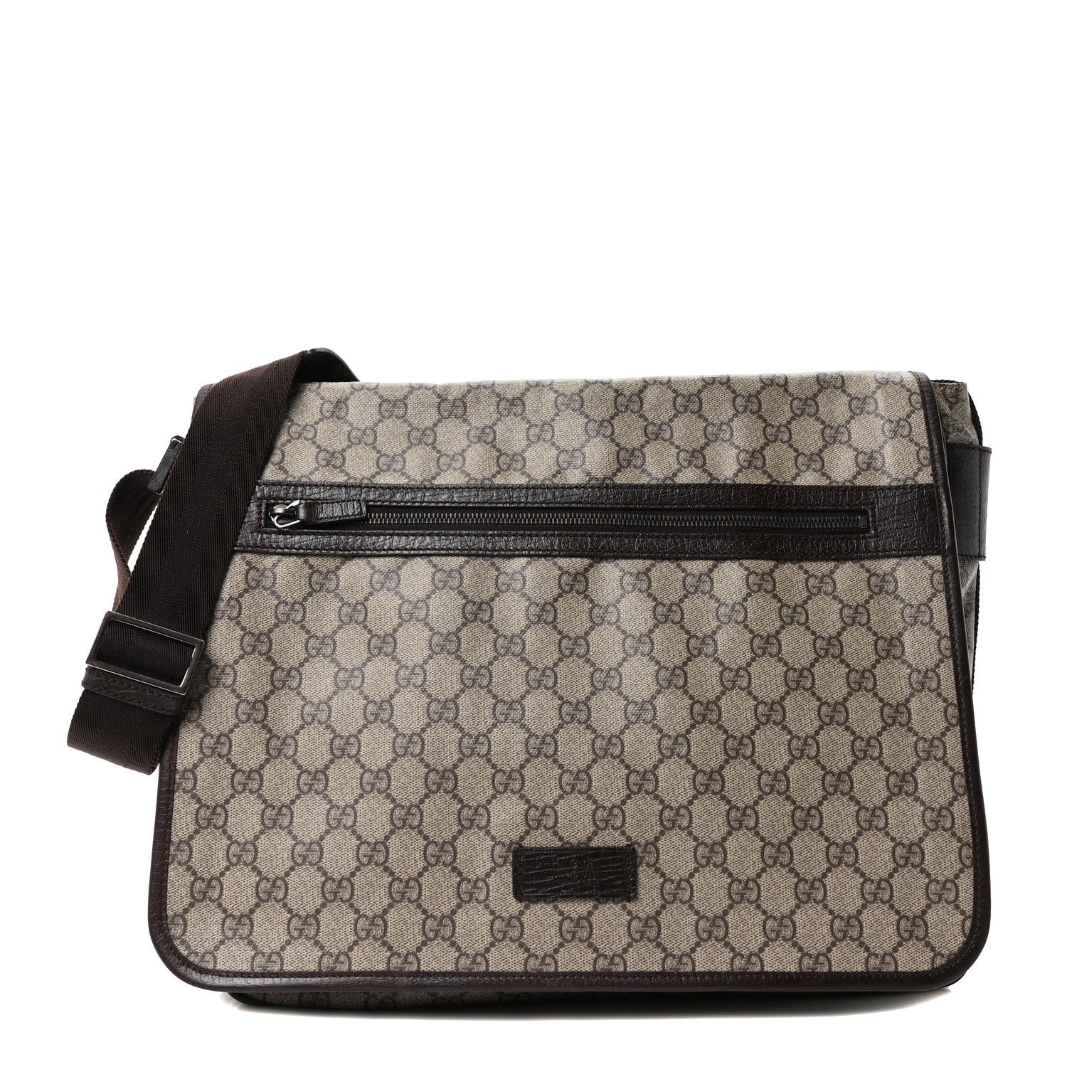 GG Plus Monogram Large Flap Messenger Bag Beige Dark Brown