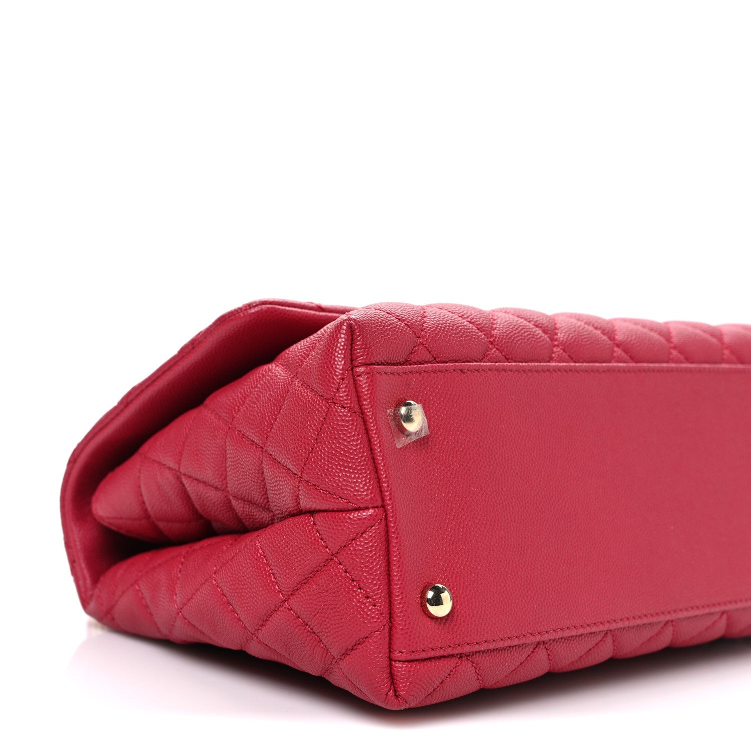 Caviar Quilted Small Coco Handle Flap Dark Pink