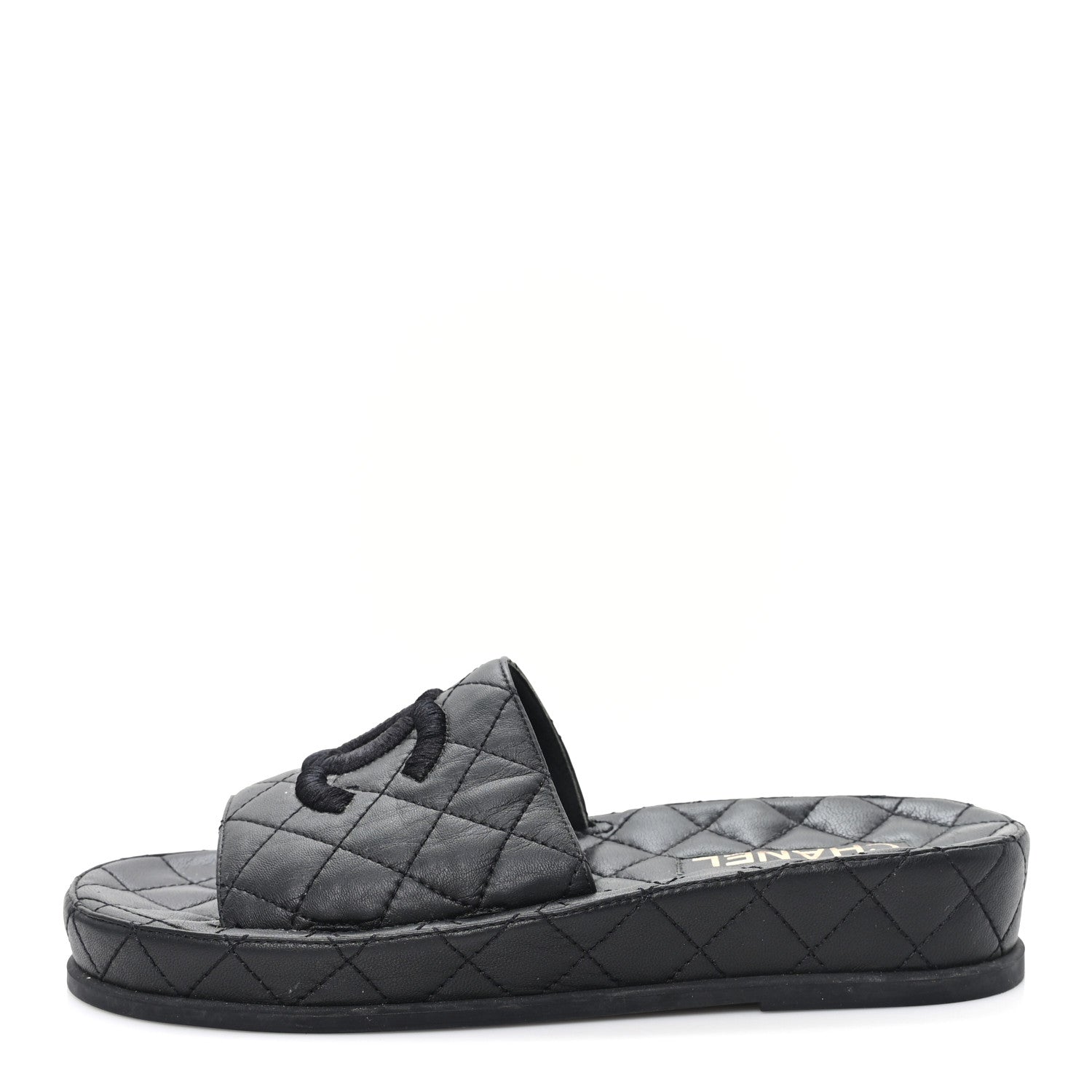 Lambskin Quilted CC Mules Sandals 37 Black