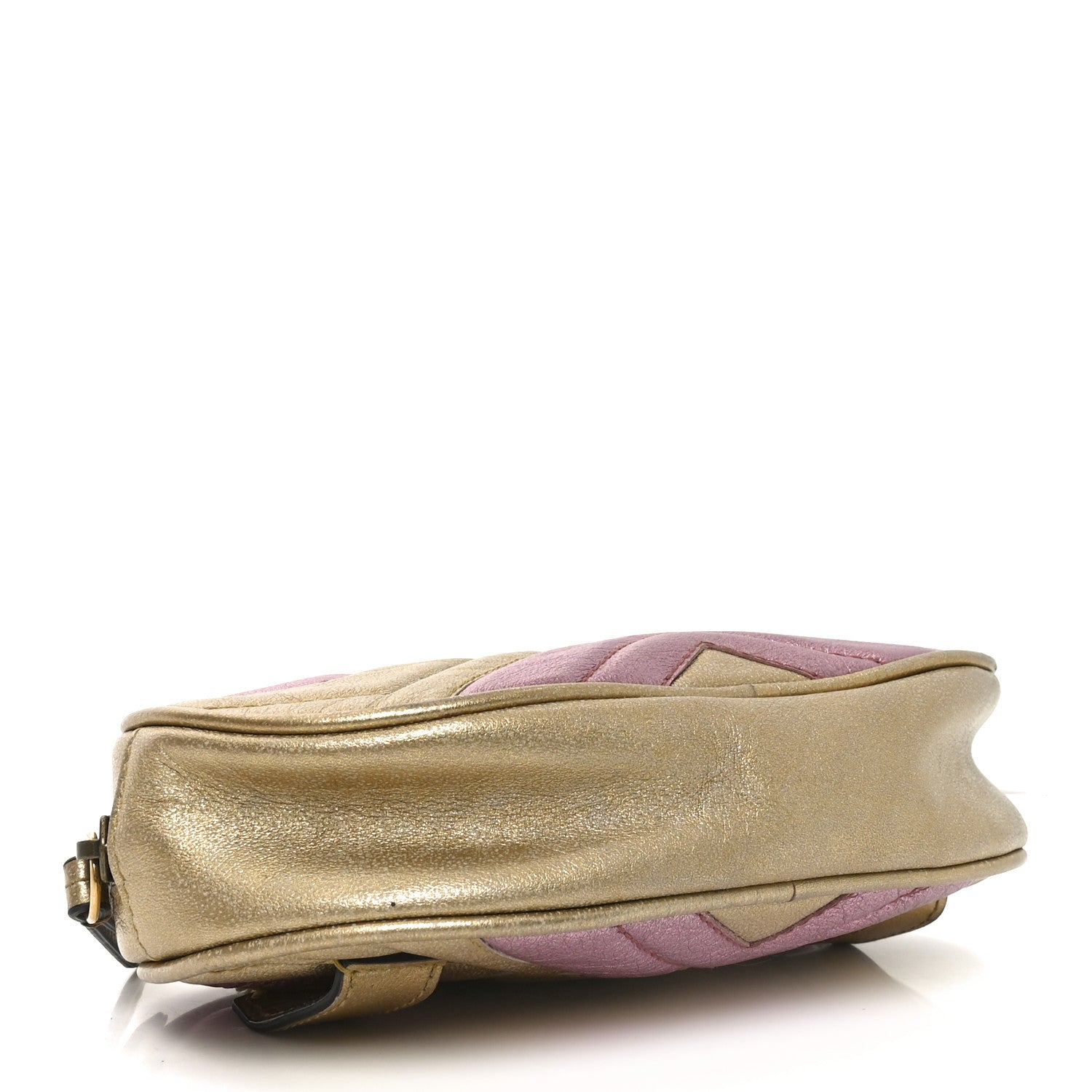 Metallic Nappa Matelasse Heart GG Marmont Belt Bag 85 34 Oro Vecchio Rosa
