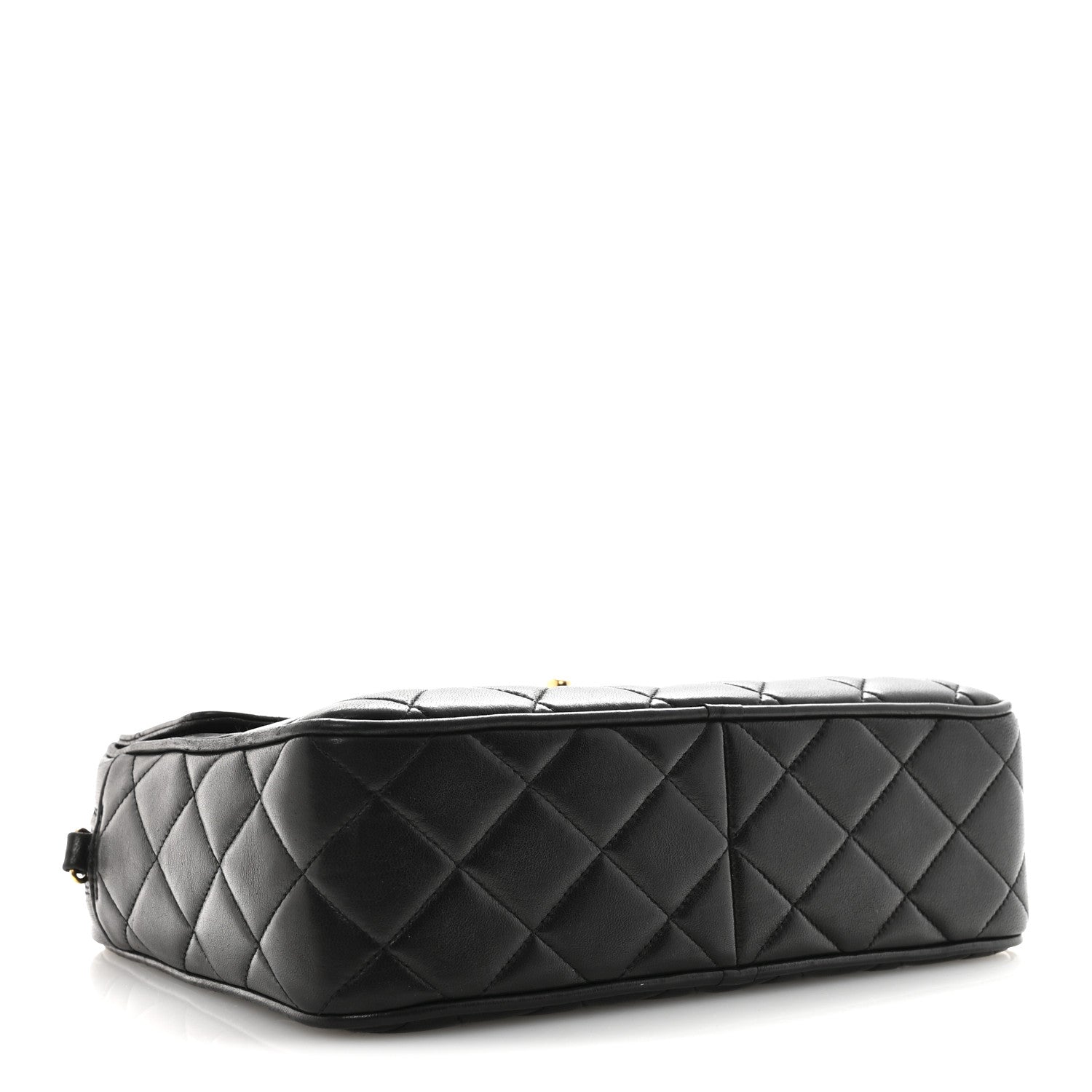 Lambskin Quilted Flap Camera Tassel Case Black