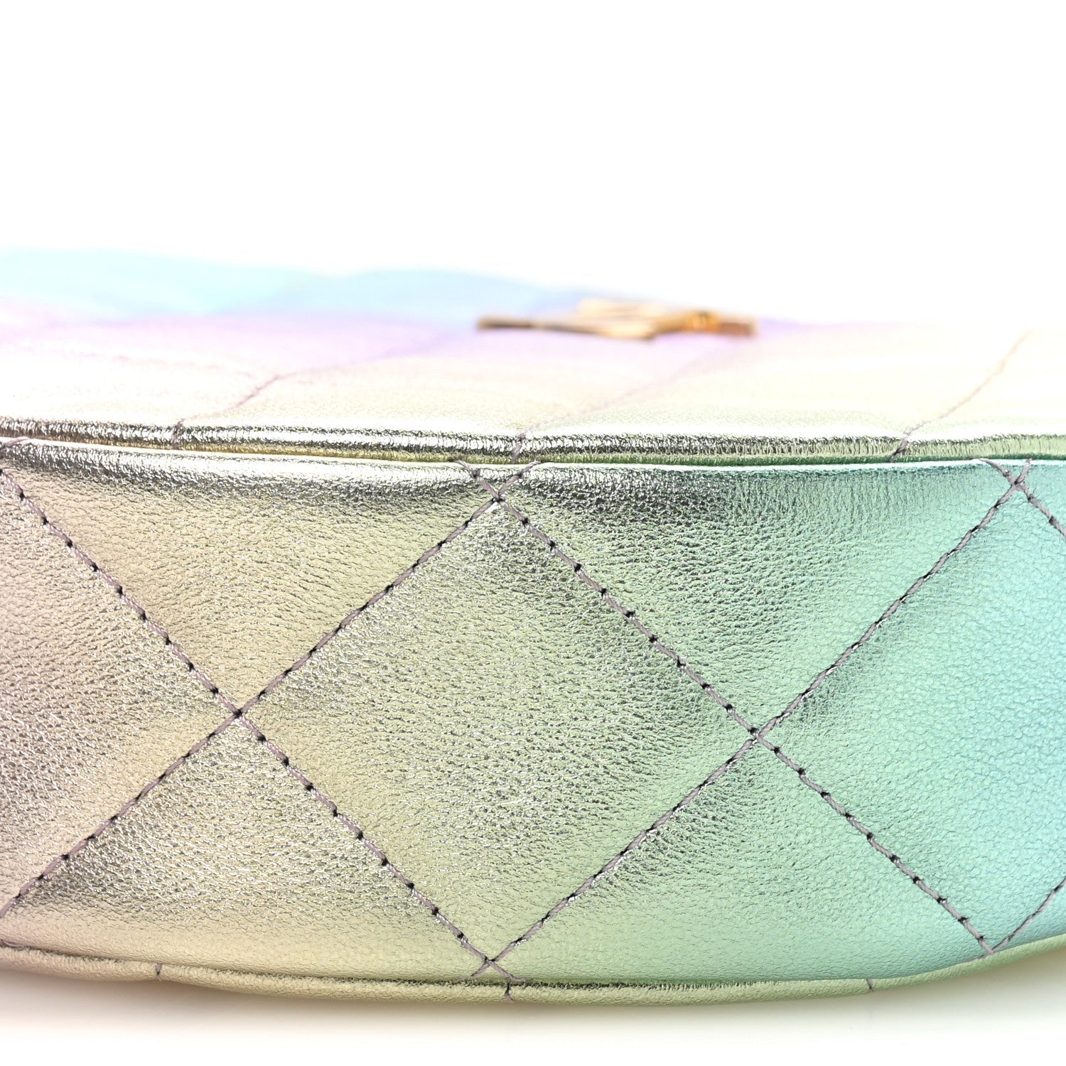 Gradient Metallic Lambskin Quilted Hobo Bag Pink Purple Green