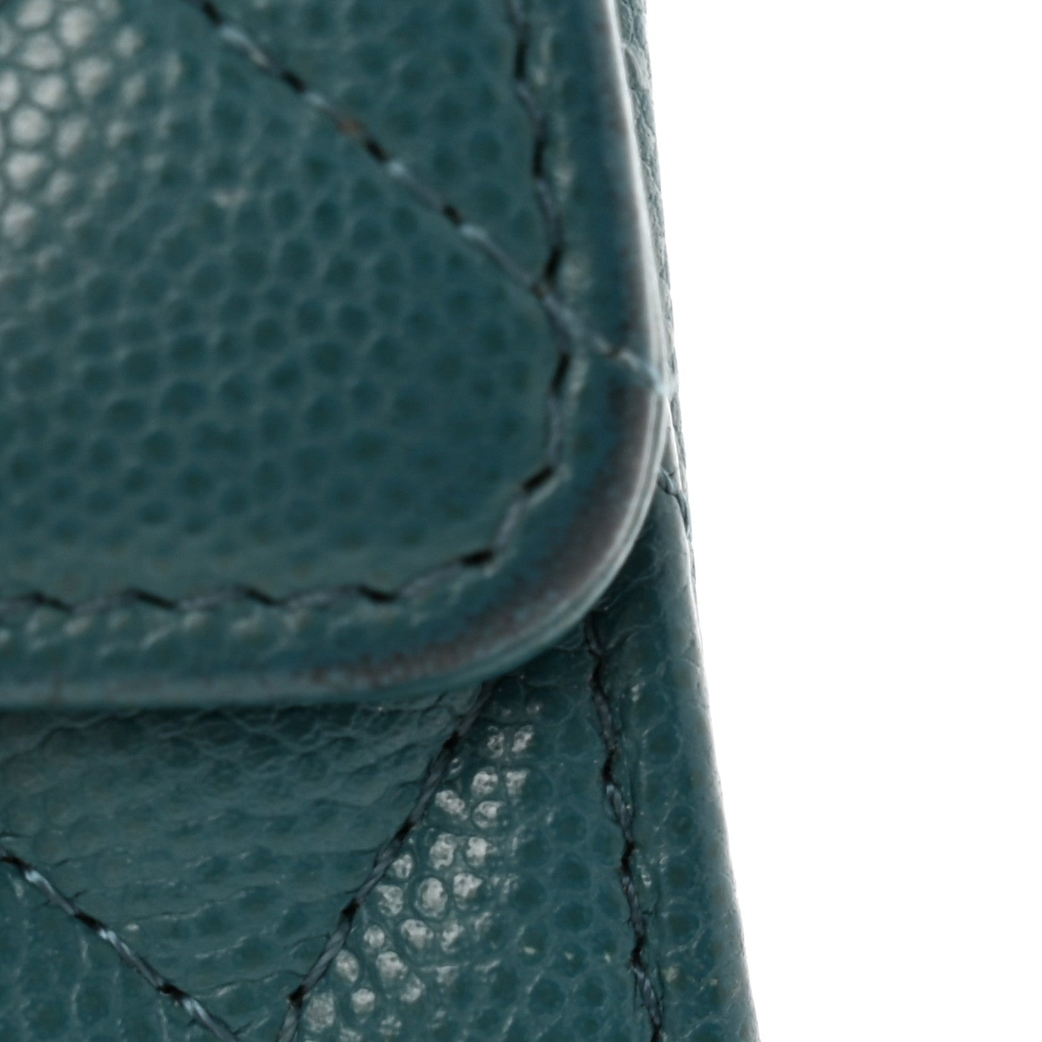 Caviar Quilted Flap Card Holder Turquoise
