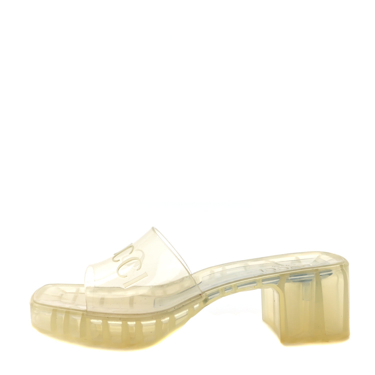 Rubber Gucci Logo Womens Platform 20/60mm Slide Sandals 39 Transparent