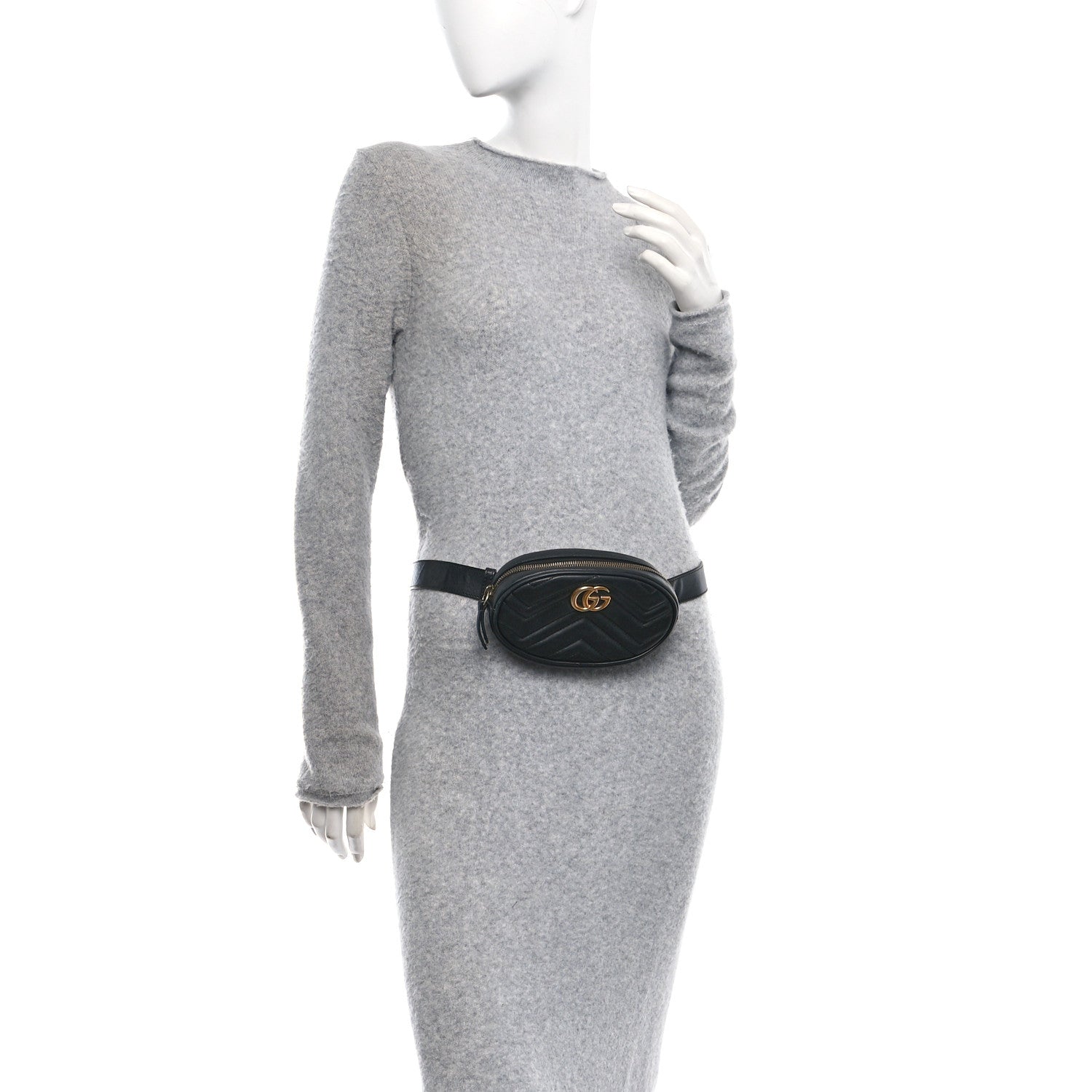 Calfskin Matelasse GG Marmont Belt Bag 75 30 Black