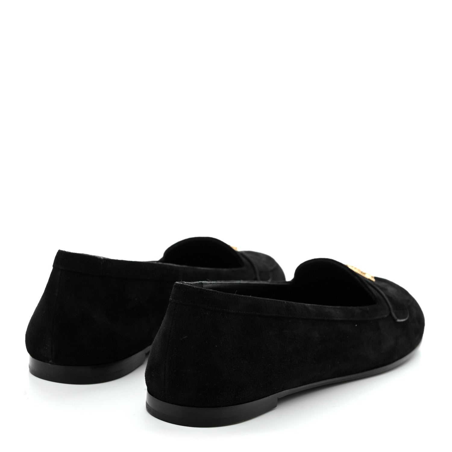 Suede Crystal CC Mocassin Loafers 39.5 Black
