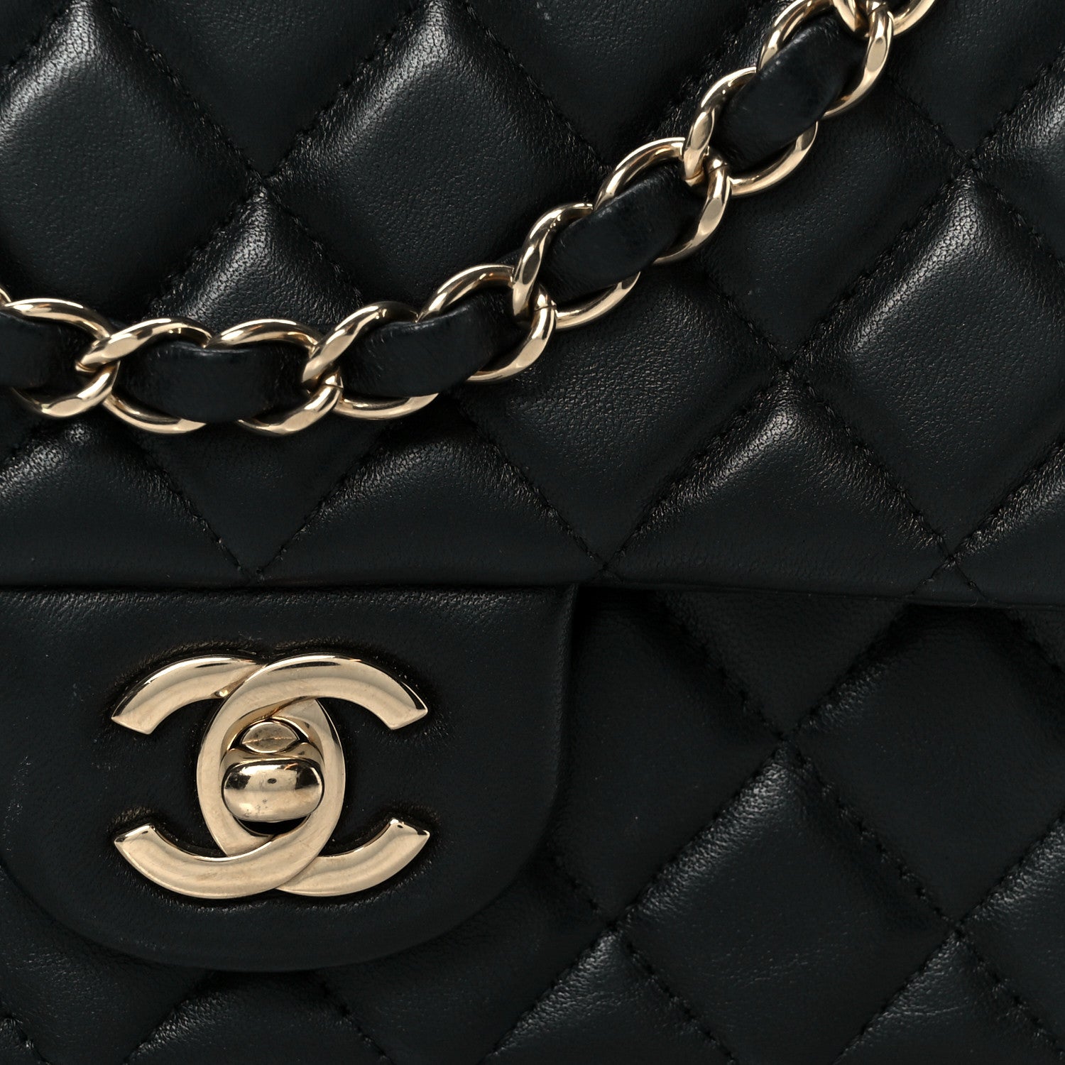 Lambskin Quilted Mini Rectangular Flap Black