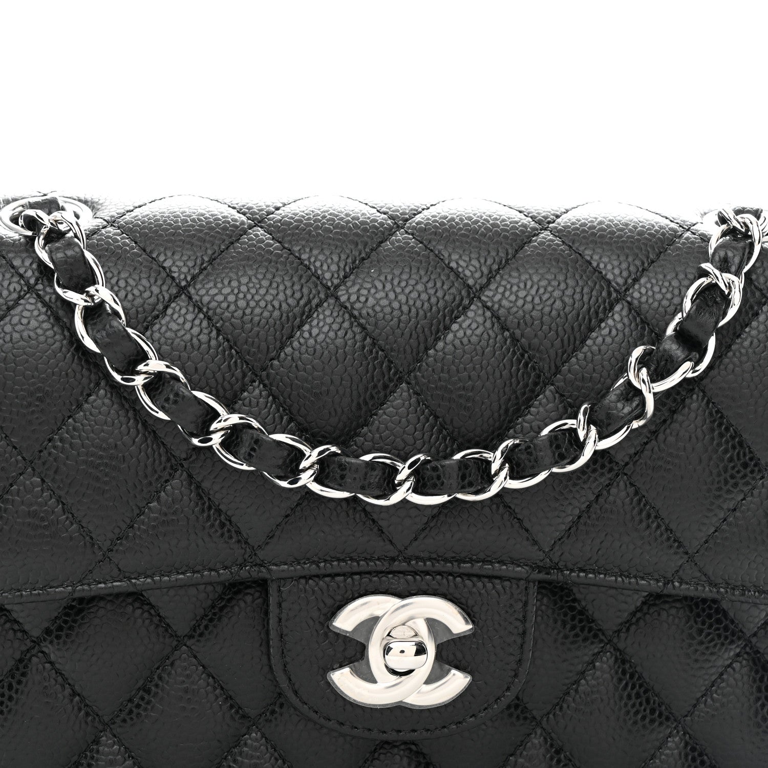Caviar Quilted Small Double Flap Black
