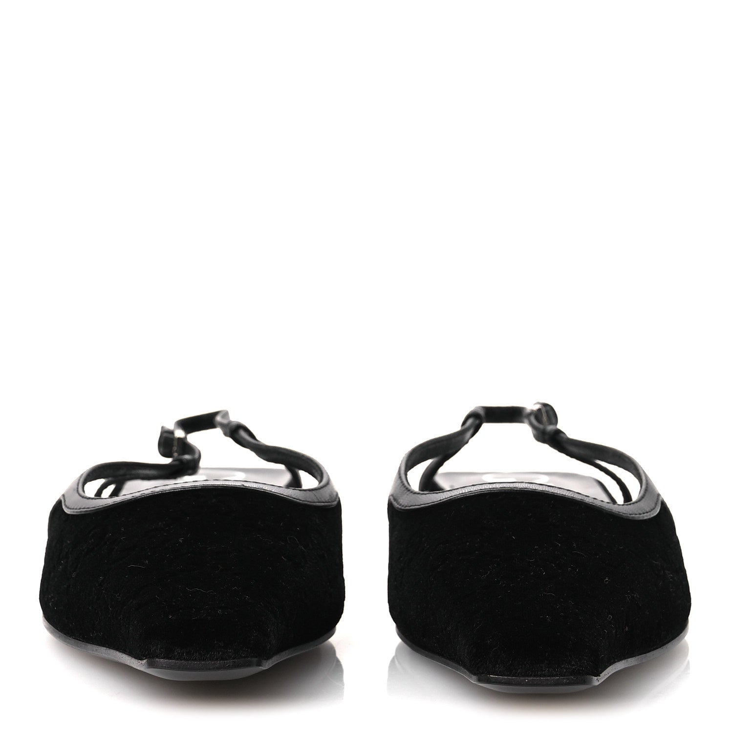 Velvet GG Monogram Slingback Ballet Flats 37.5 Black