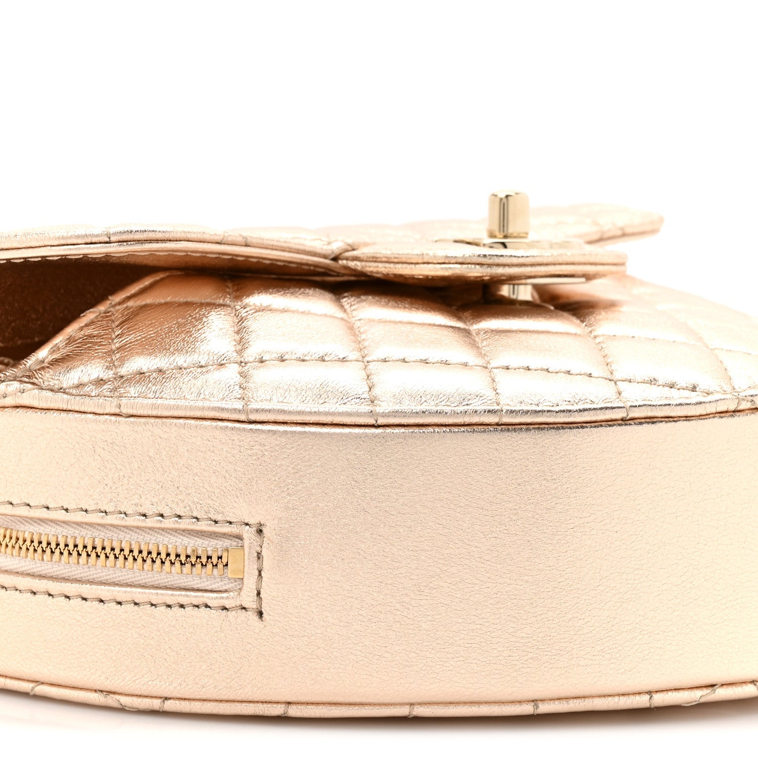 Metallic Lambskin Quilted CC In Love Heart Bag Gold