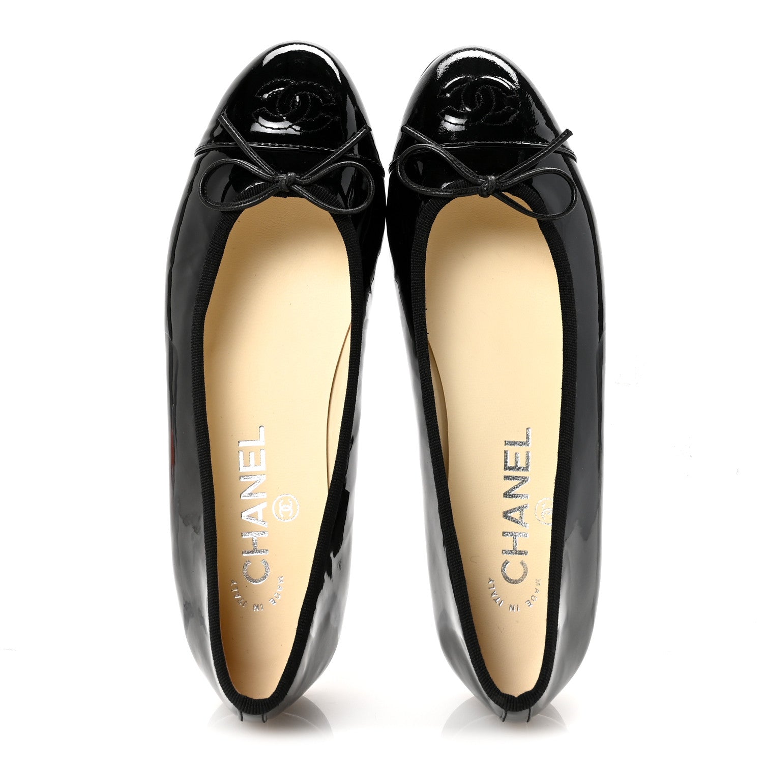 Patent Cap Toe Ballerina Flats 36 Black