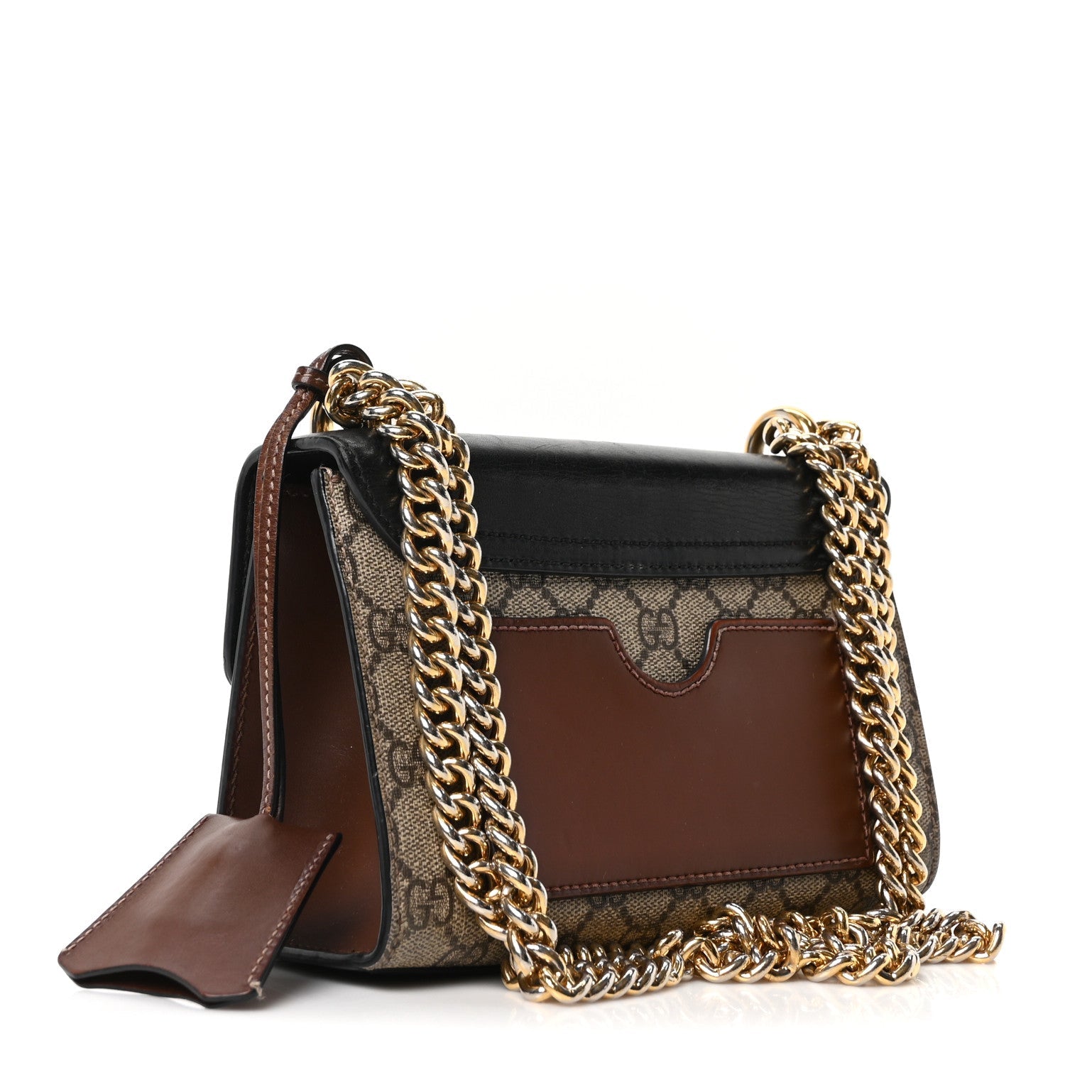 GG Supreme Monogram Calfskin Small Padlock Shoulder Bag Beige Black Cuir
