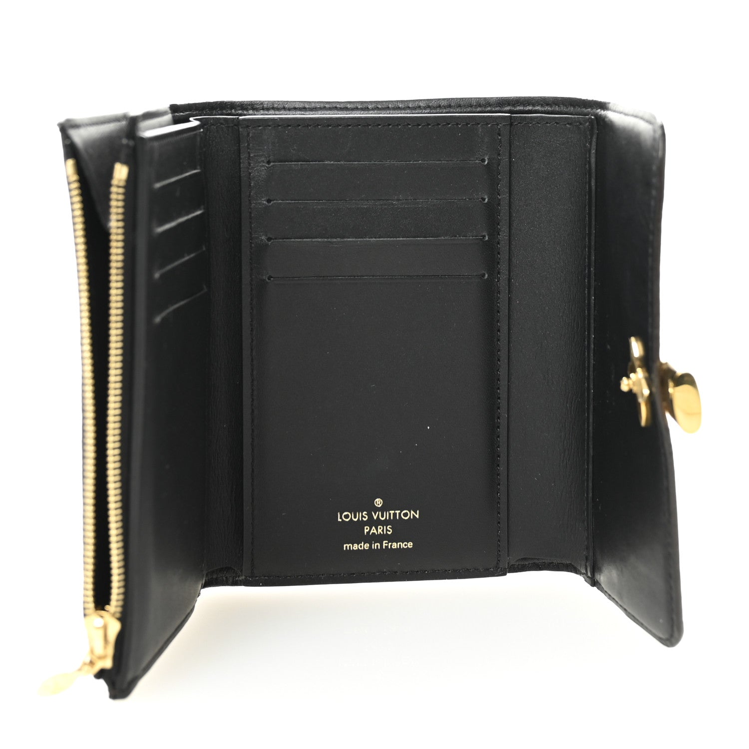 Monogram Flower Lock Compact Wallet Black