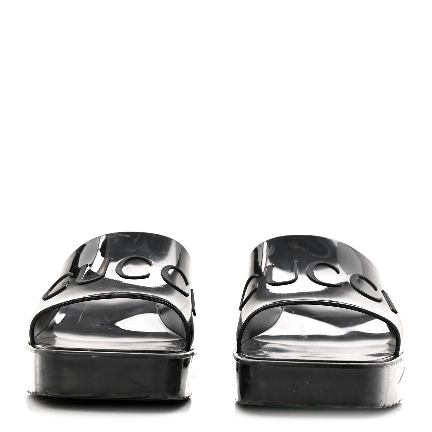 Rubber Gucci Logo Womens Platform 20/60mm Slide Sandals 40 Black