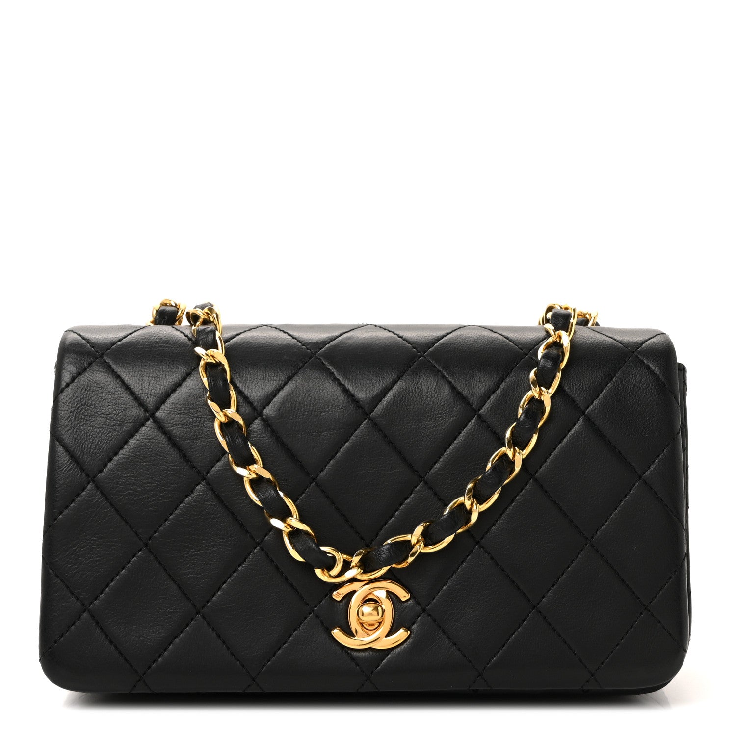 Lambskin Quilted Small Single Flap Black