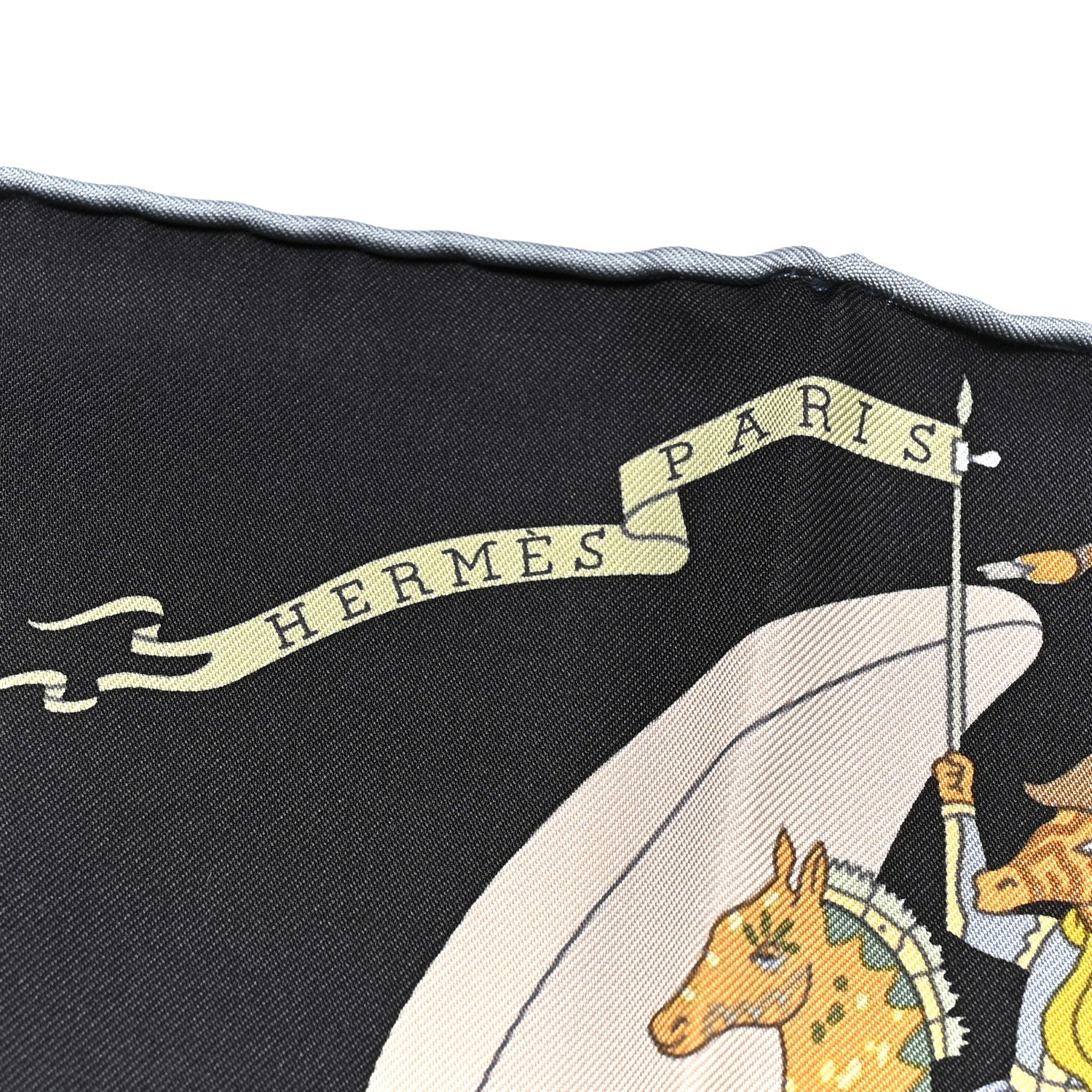Silk Academia Hippica Scarf 90 Black Ardoise Rose