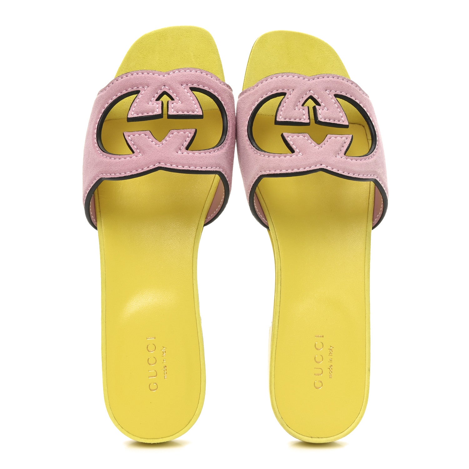 Kid Scamosciato Interlocking G Cut Out Slide Sandals 37 Dolly Pink