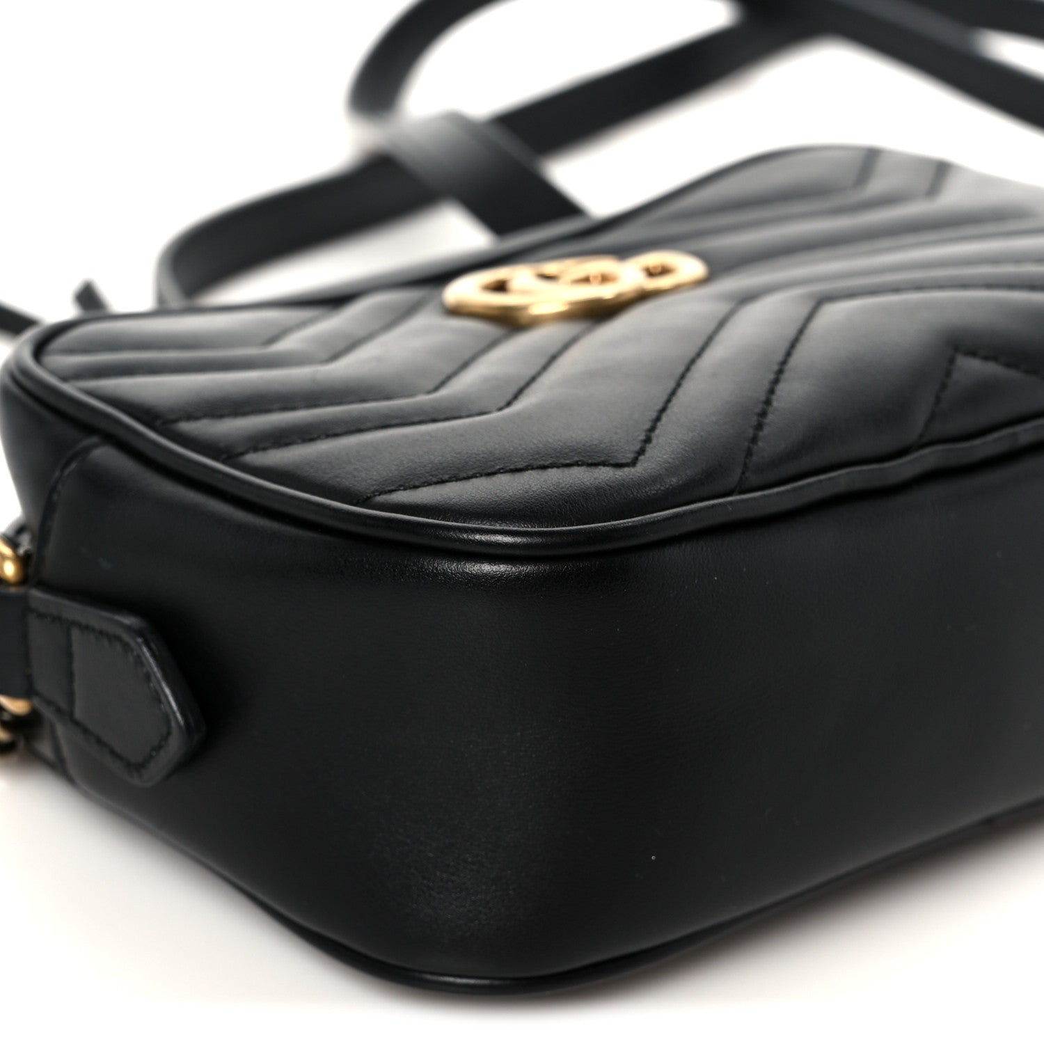 Calfskin Matelasse Mini GG Marmont Chain Shoulder Bag Black