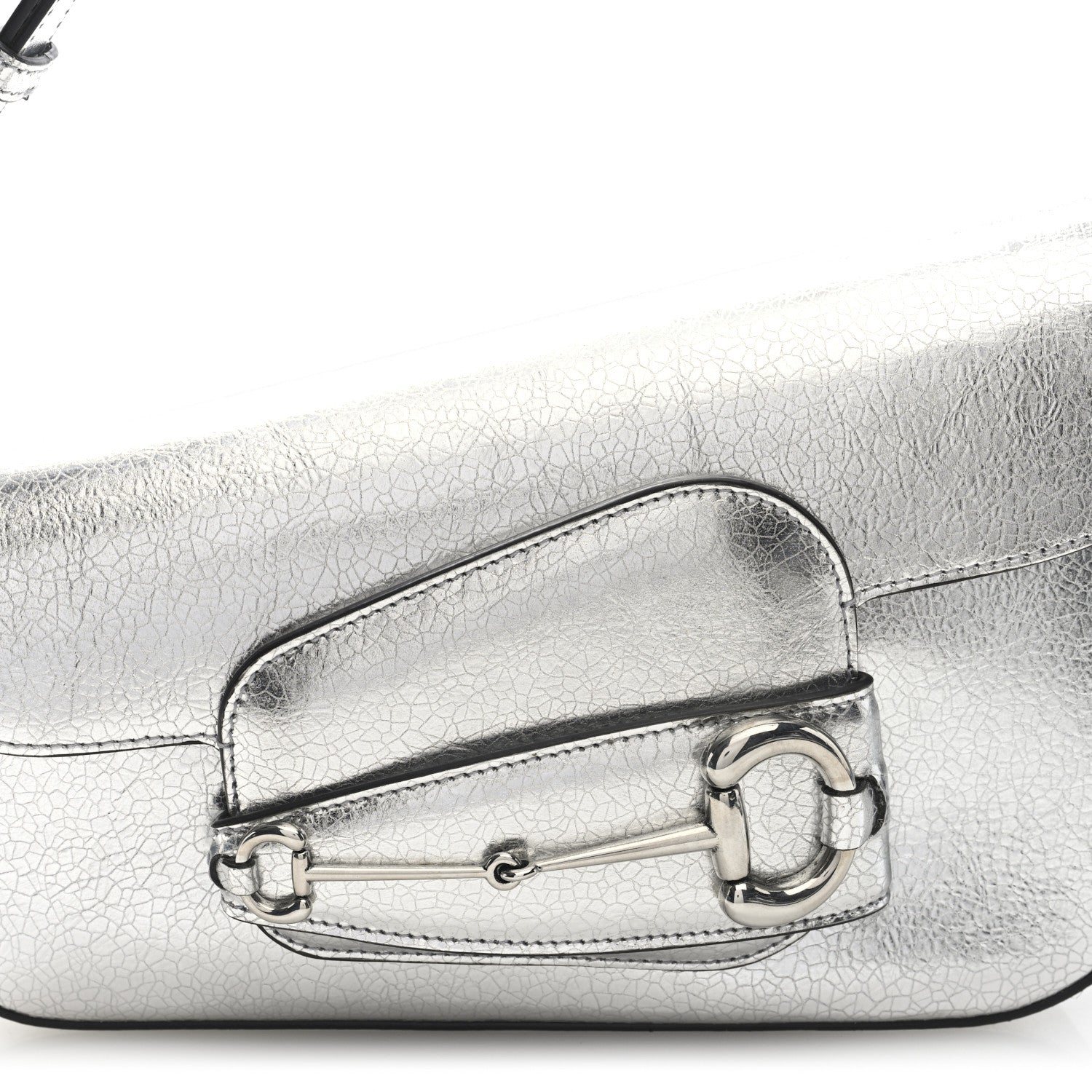 Metallic Demetra Small Horsebit 1955 Asymmetric Shoulder Bag Silver
