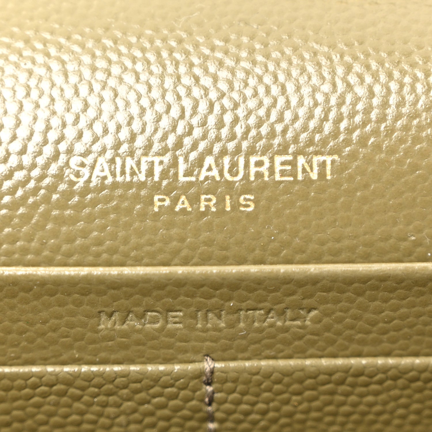 Grain De Poudre Matelasse Chevron Monogram Chain Wallet Vert Kaki