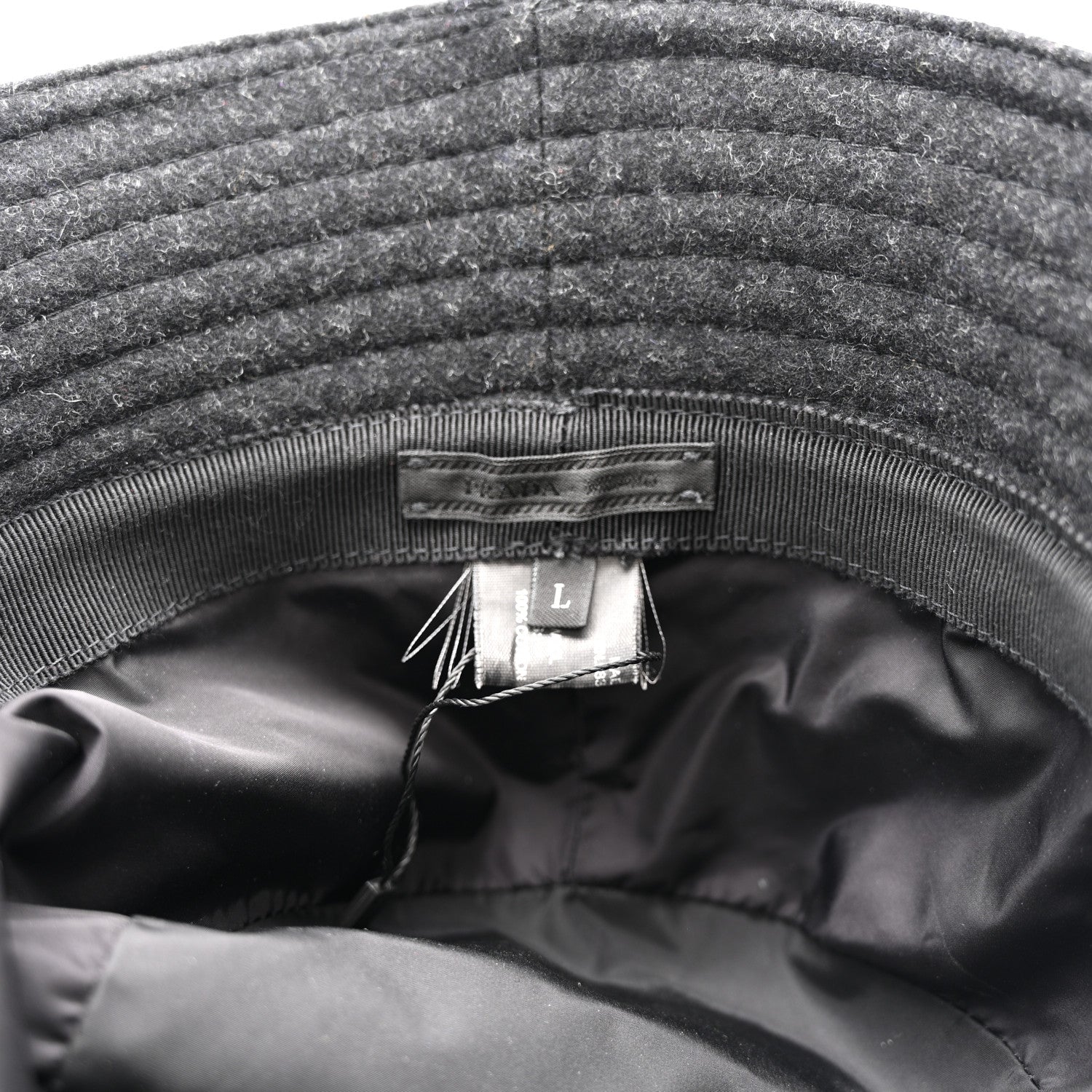 Authentic Loden Wool Metal Triangle Logo Bucket Hat L Anthracite
