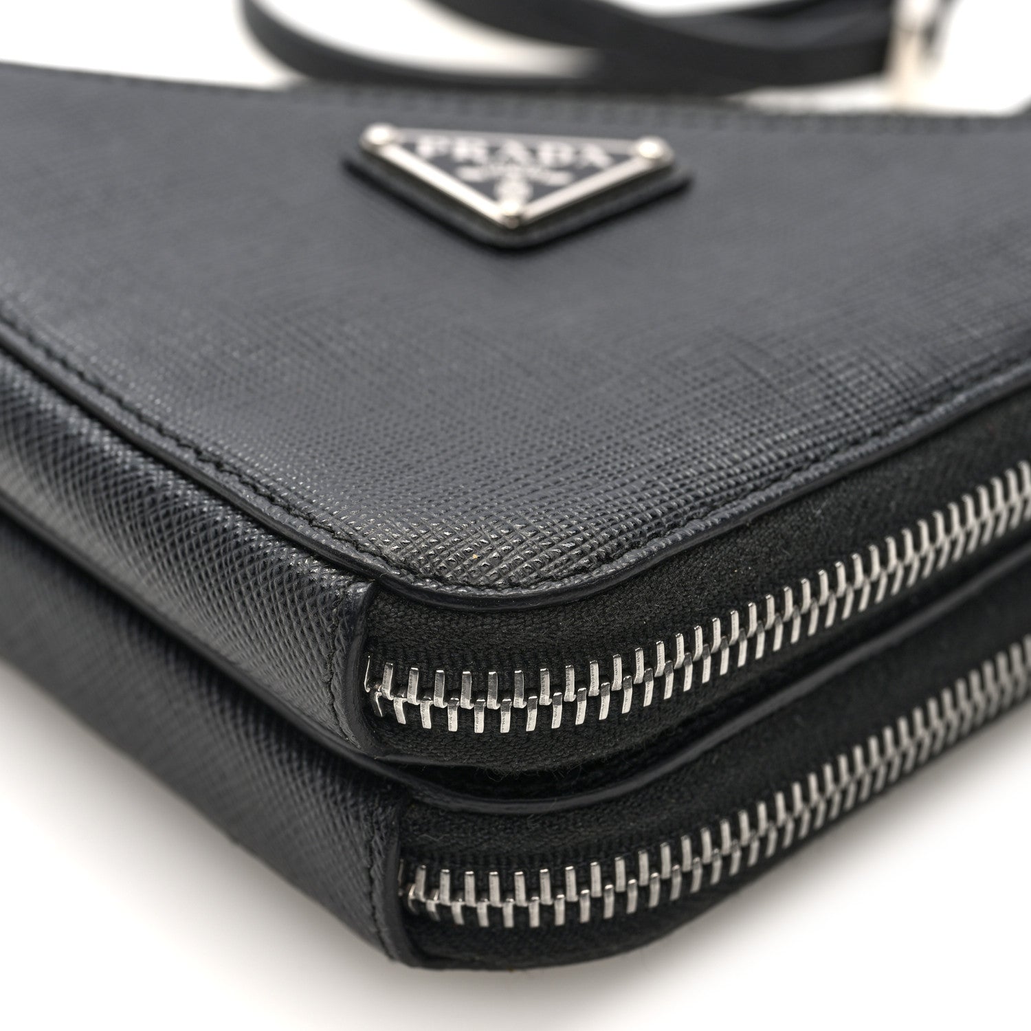 Saffiano Mini Triangle Crossbody Pouch Black