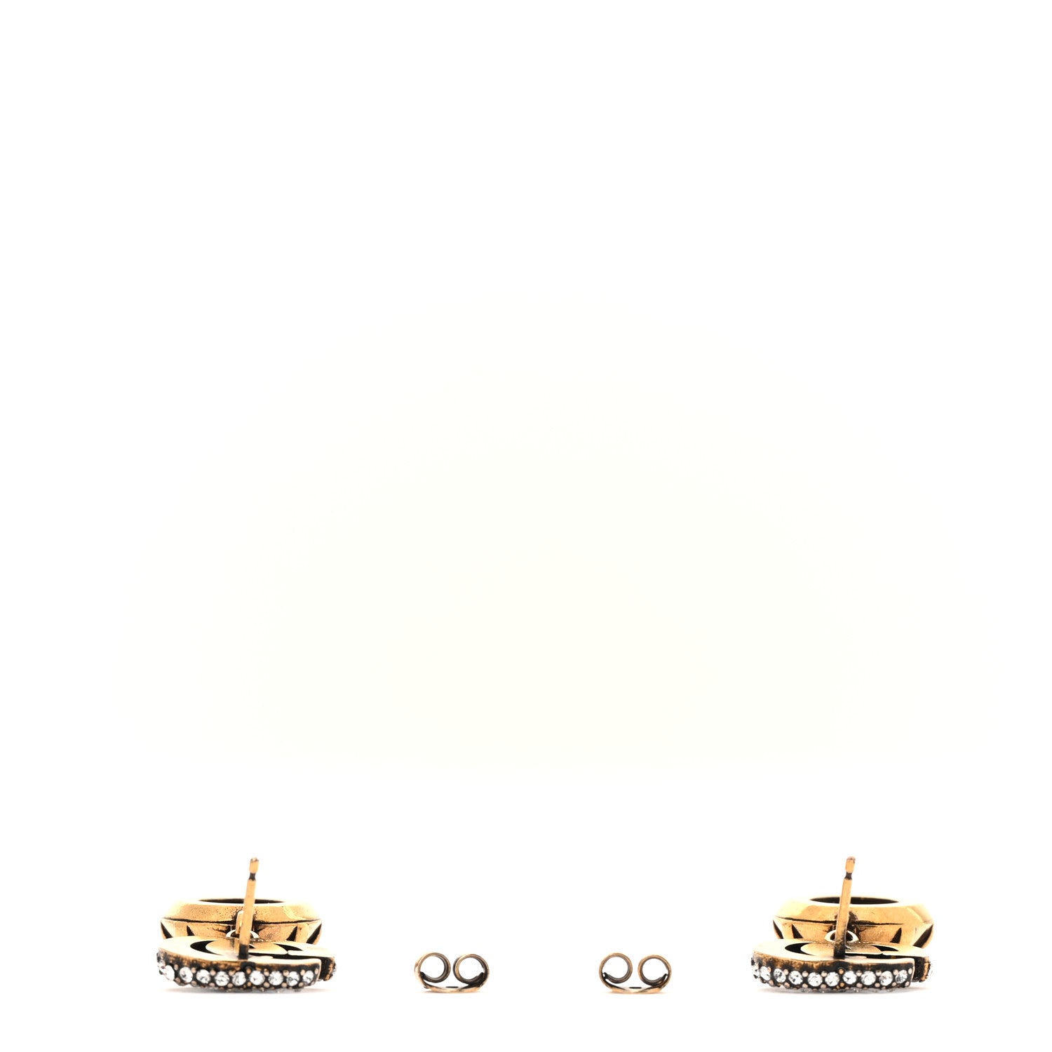 Crystal Double G Earrings Black Aged Gold